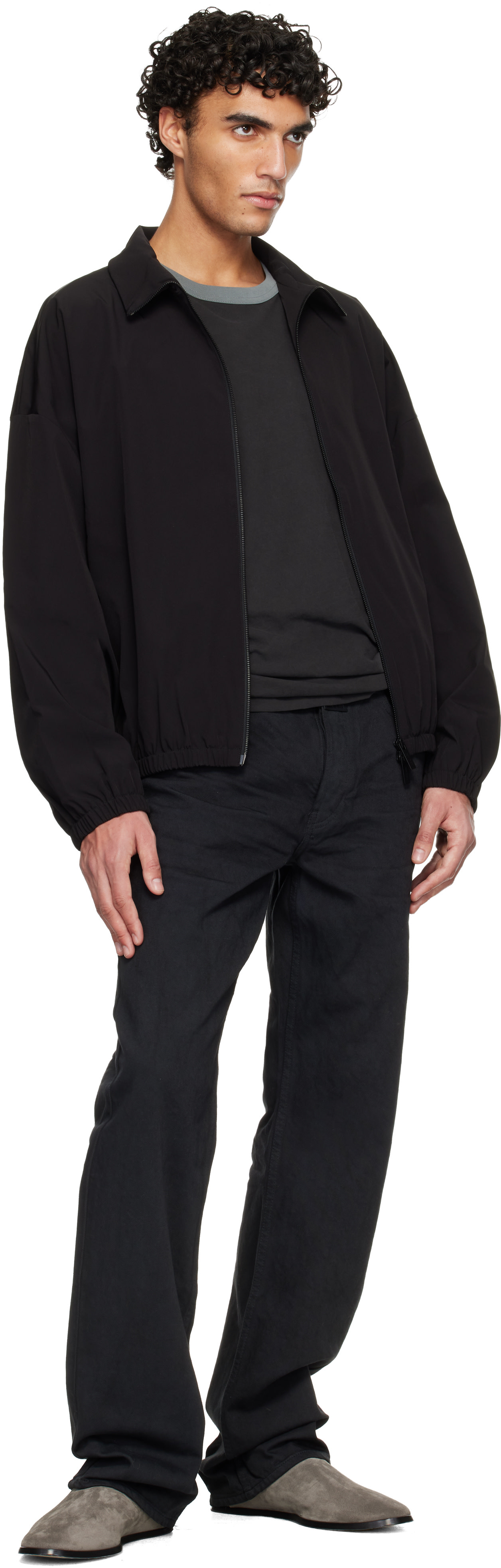 Fear of God: Black Nylon Track Jacket | SSENSE
