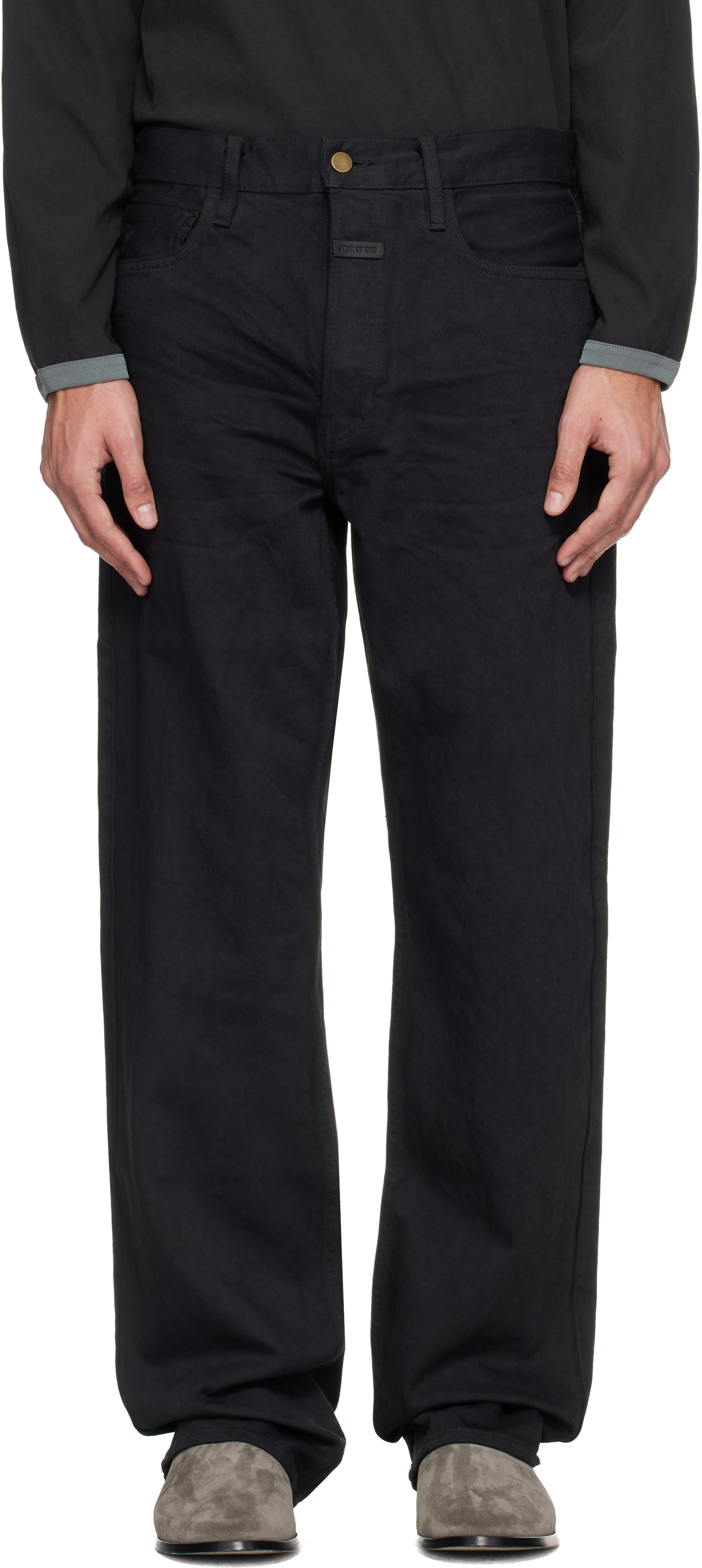 Fear of God: Black Straight 5 Pocket Jeans | SSENSE