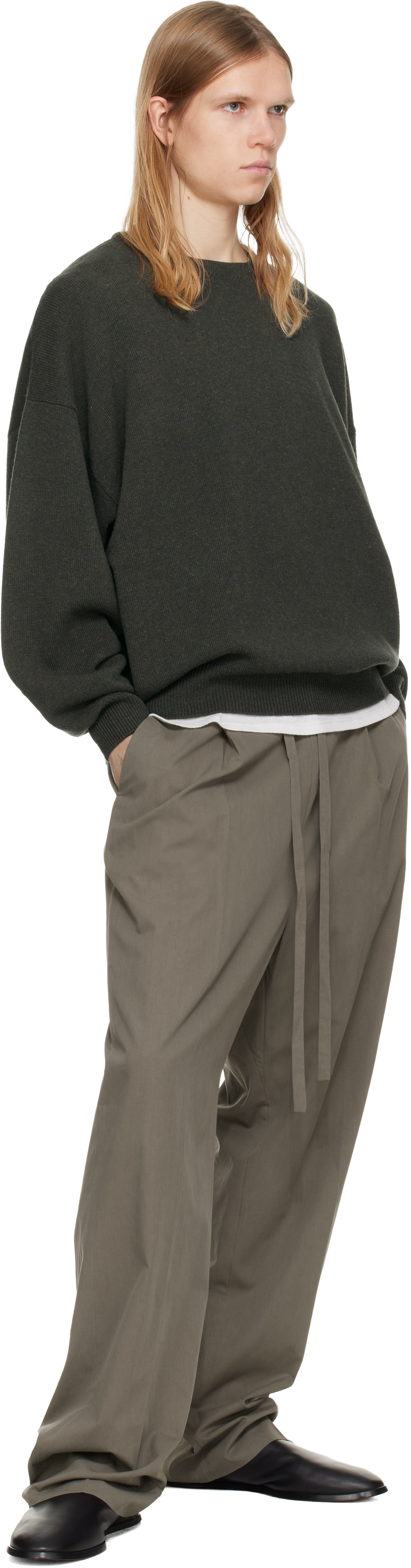 Fear of God: Khaki Drawstring Straight Trousers | SSENSE