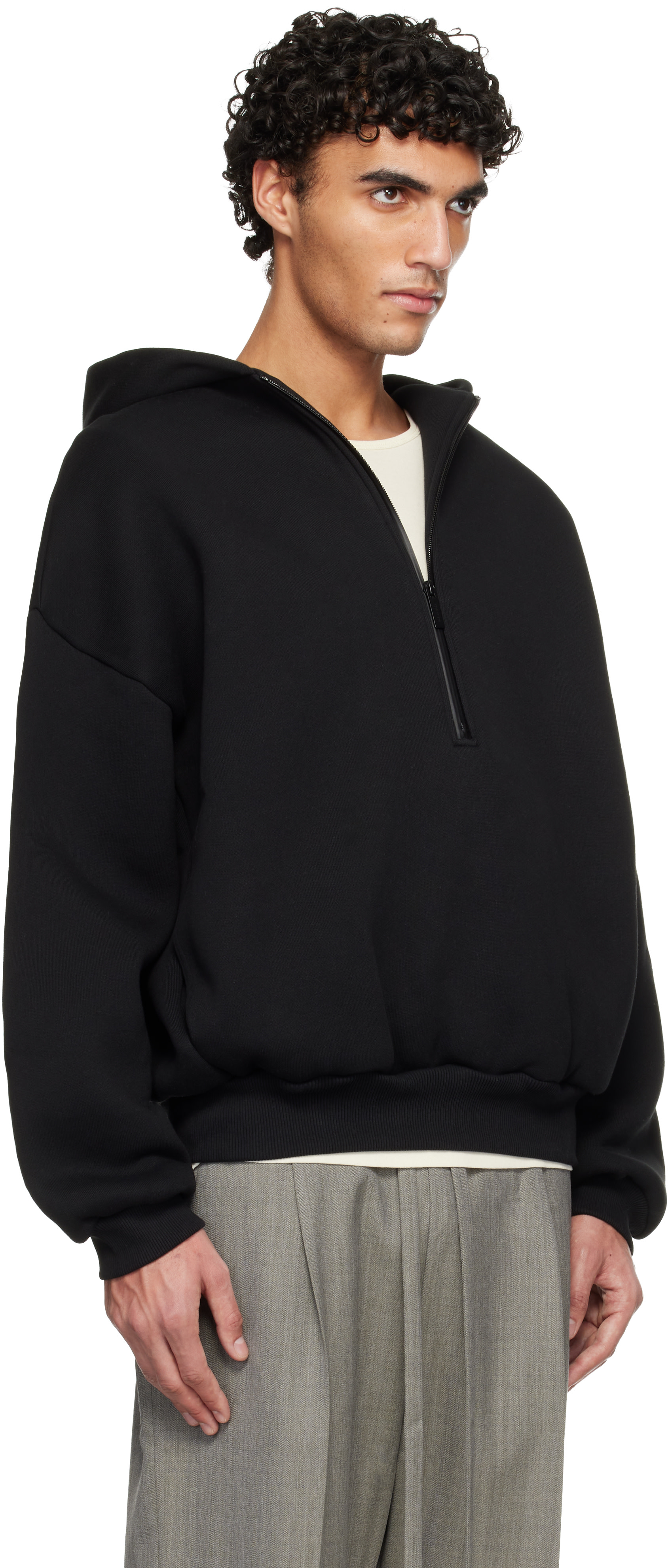 Fear of God: Black Athletics Half Zip Hoodie | SSENSE