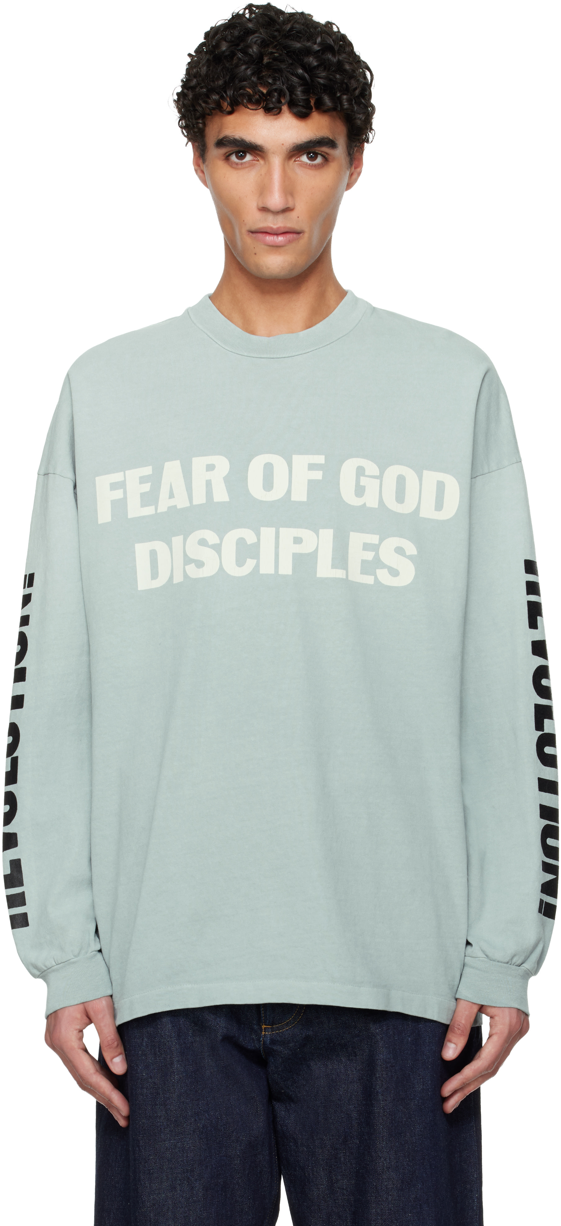 Fear of God: Blue 'Disciple' Relaxed Long Sleeve T-shirt | SSENSE