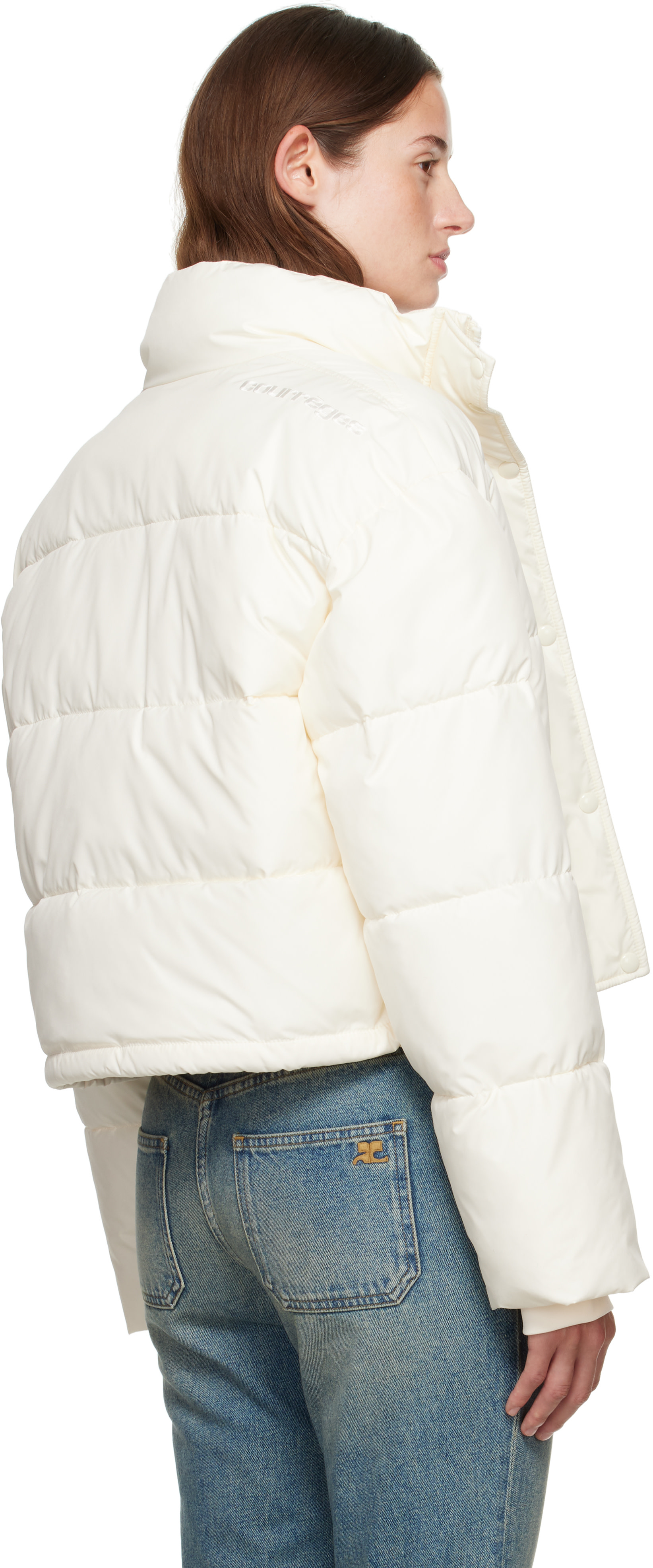 Courrèges - Blouson matelassé écourté blanc cassé