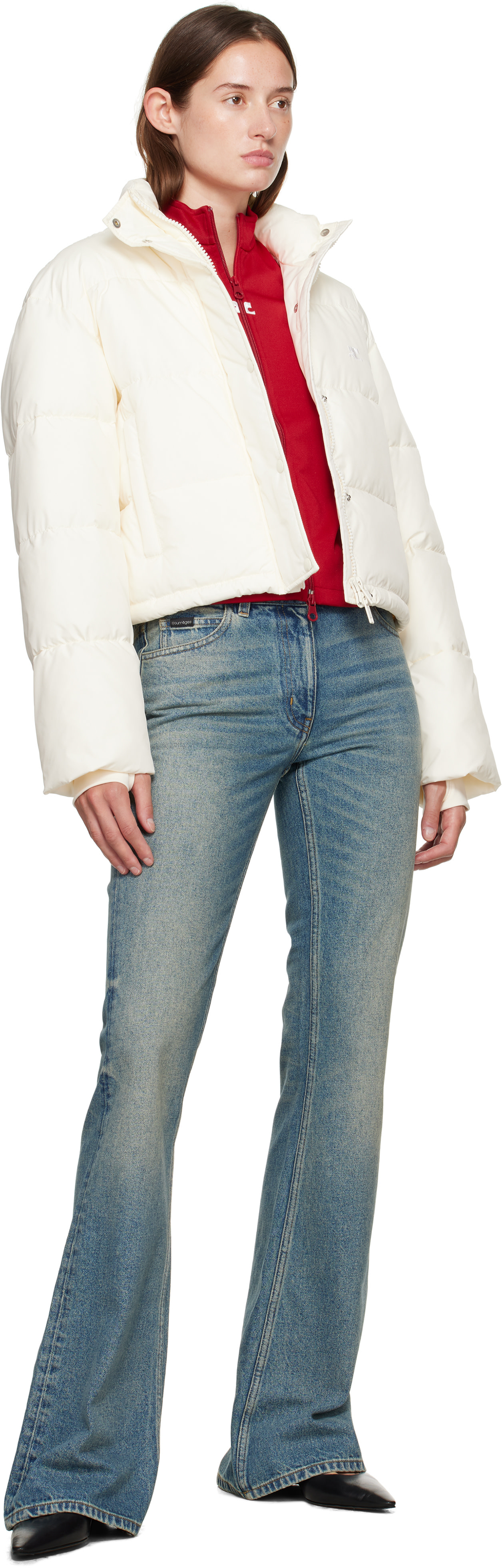 Courrèges - Blouson matelassé écourté blanc cassé