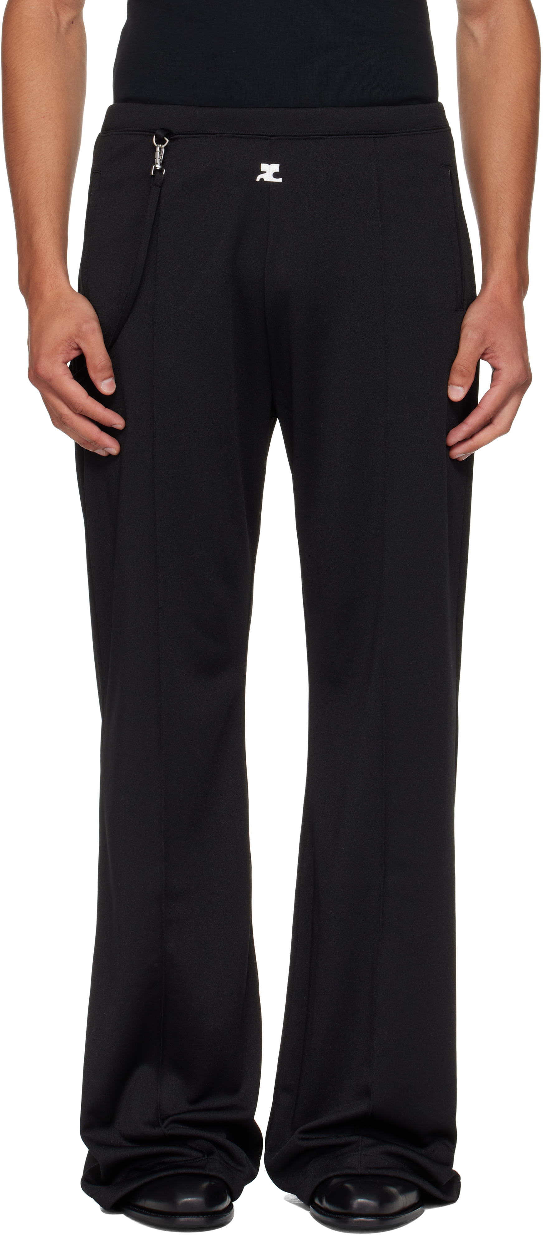 Courrèges: Black Flare Interlock Tracksuit Pants | SSENSE