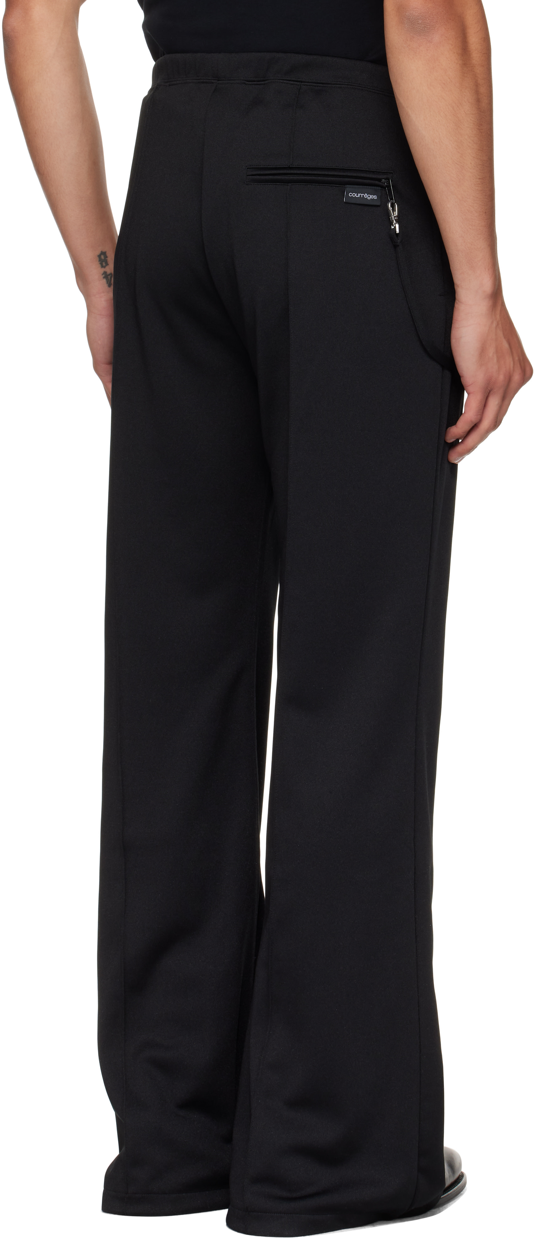 Courrèges: Black Flare Interlock Tracksuit Pants | SSENSE