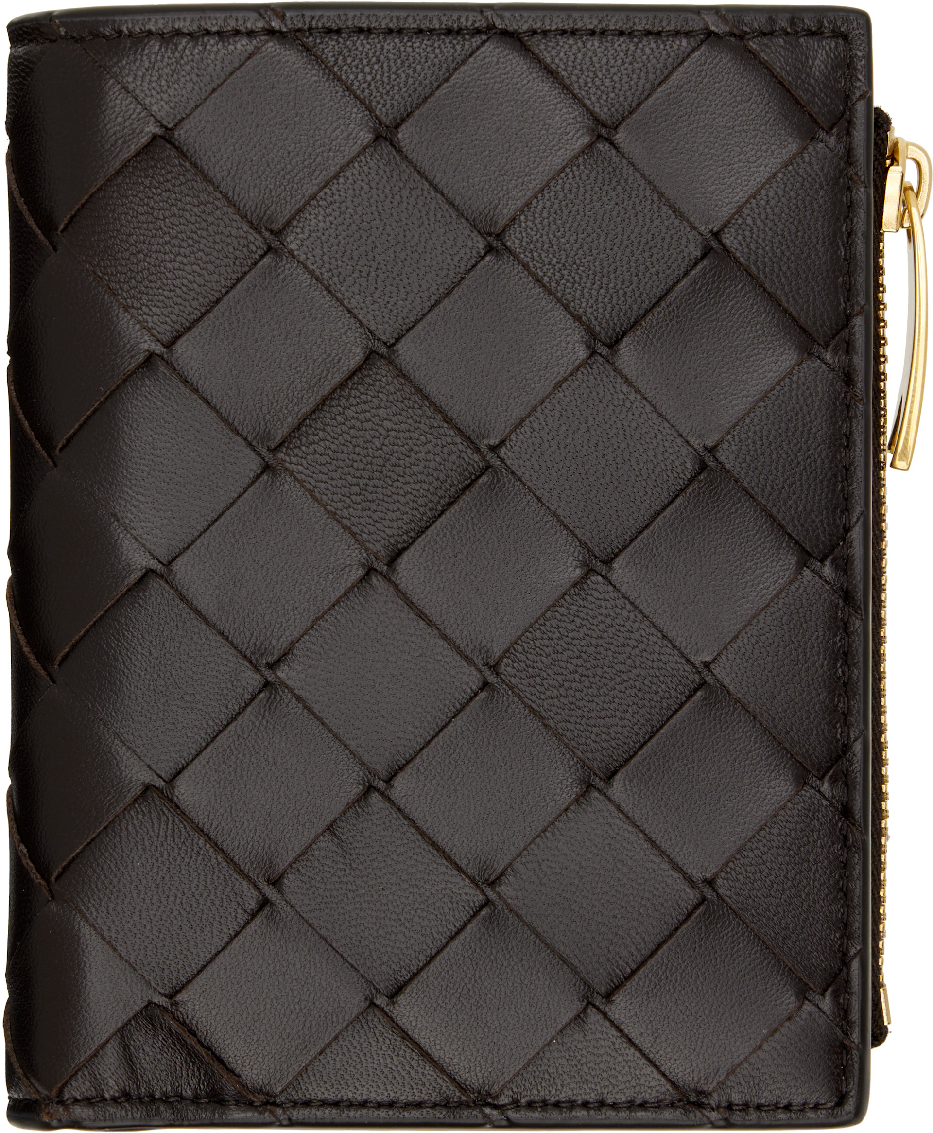 Bottega Veneta: Brown Intrecciato Small Bi-Fold Wallet | SSENSE