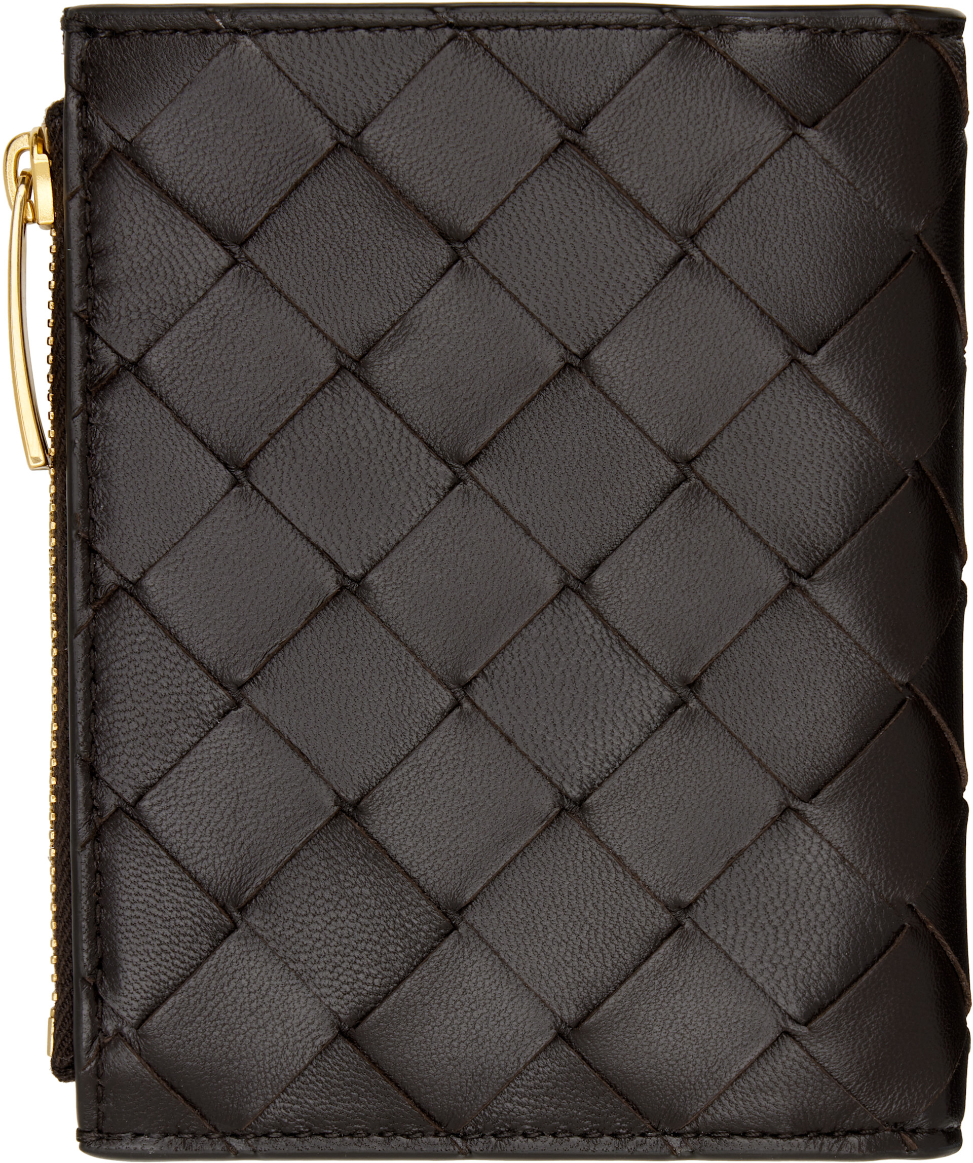 Bottega Veneta: Brown Intrecciato Small Bi-Fold Wallet | SSENSE