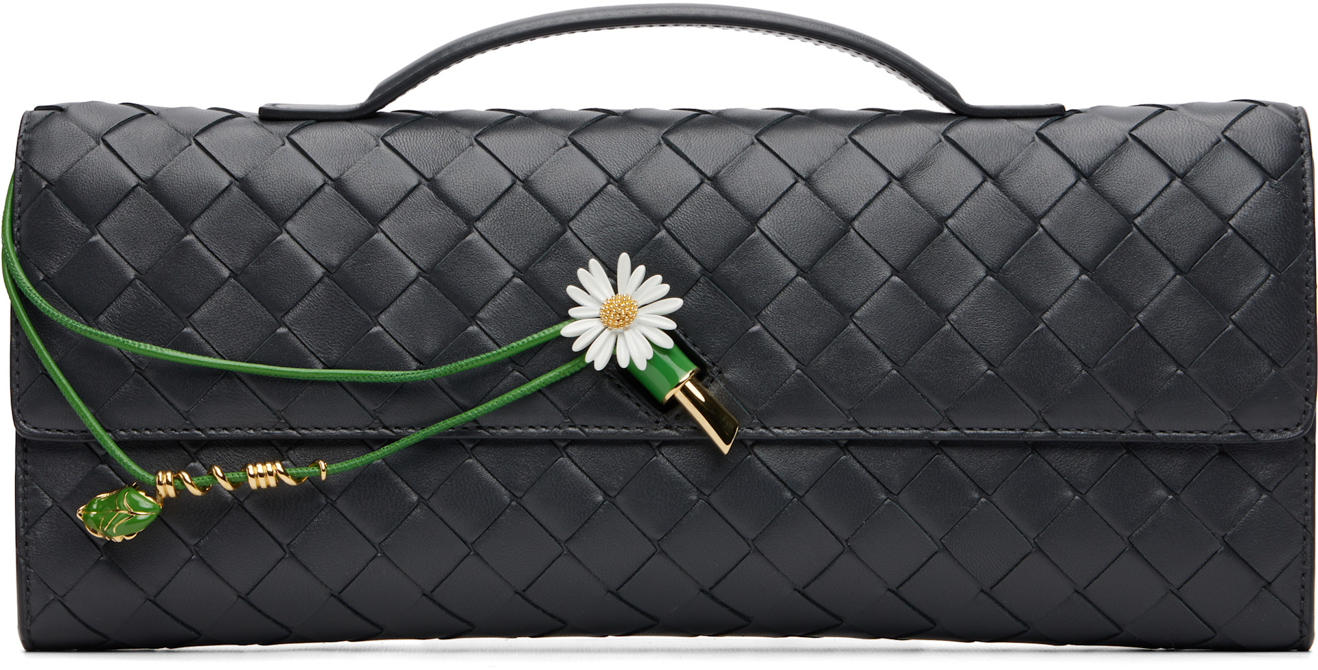 Bottega Veneta: Navy Daisy Closure Andiamo Clutch | SSENSE