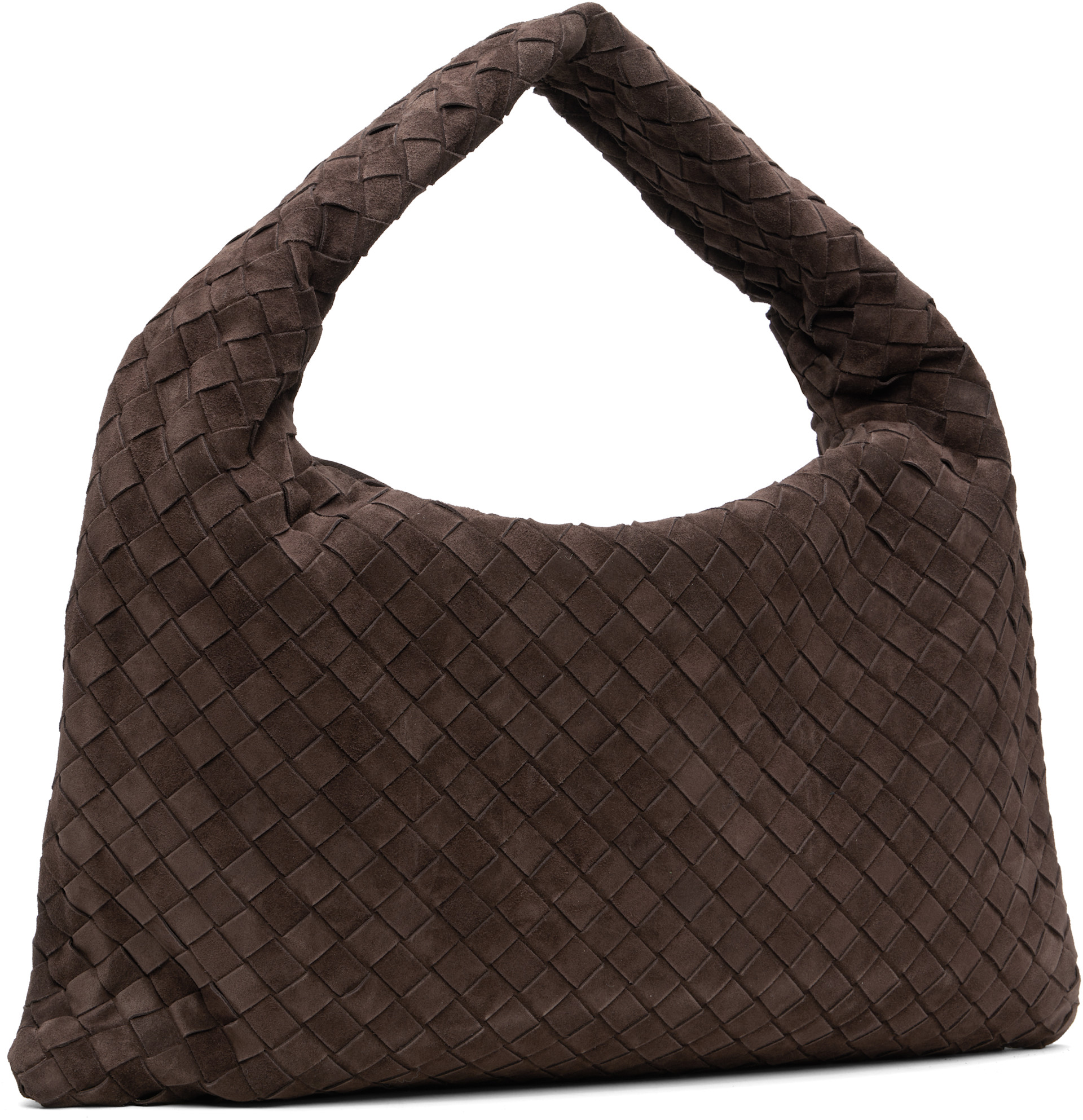 Bottega Veneta: ブラウン ニュー スモール Hop Intrecciato スエード