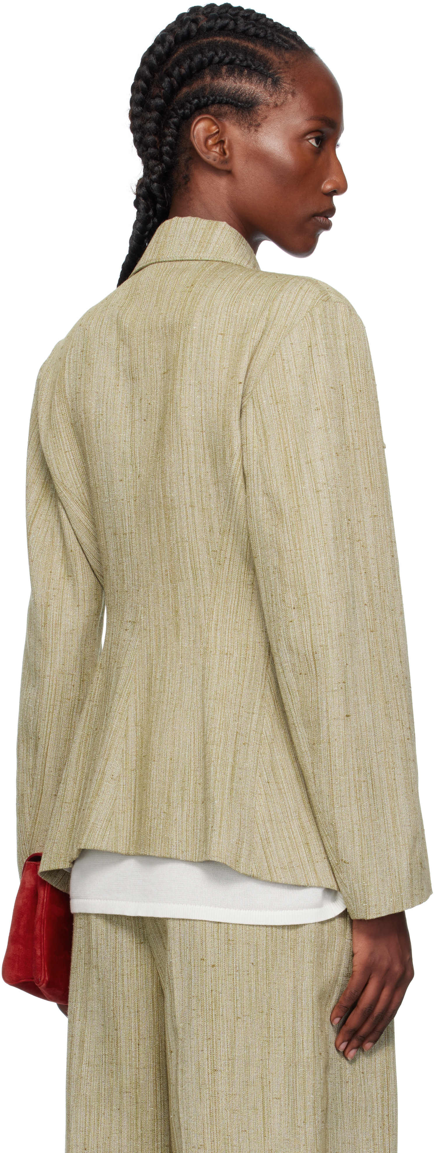 Bottega Veneta: Khaki Viscose Silk Shirt Jacket | SSENSE