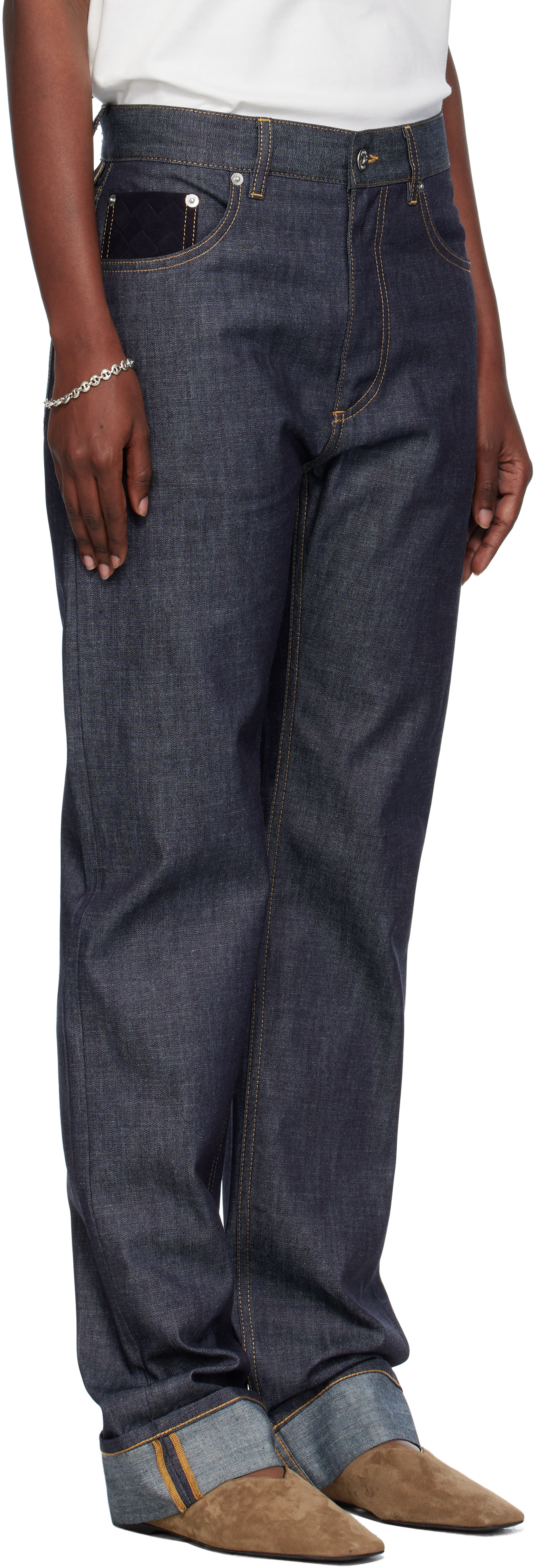 Bottega Veneta: Navy Straight Jeans | SSENSE