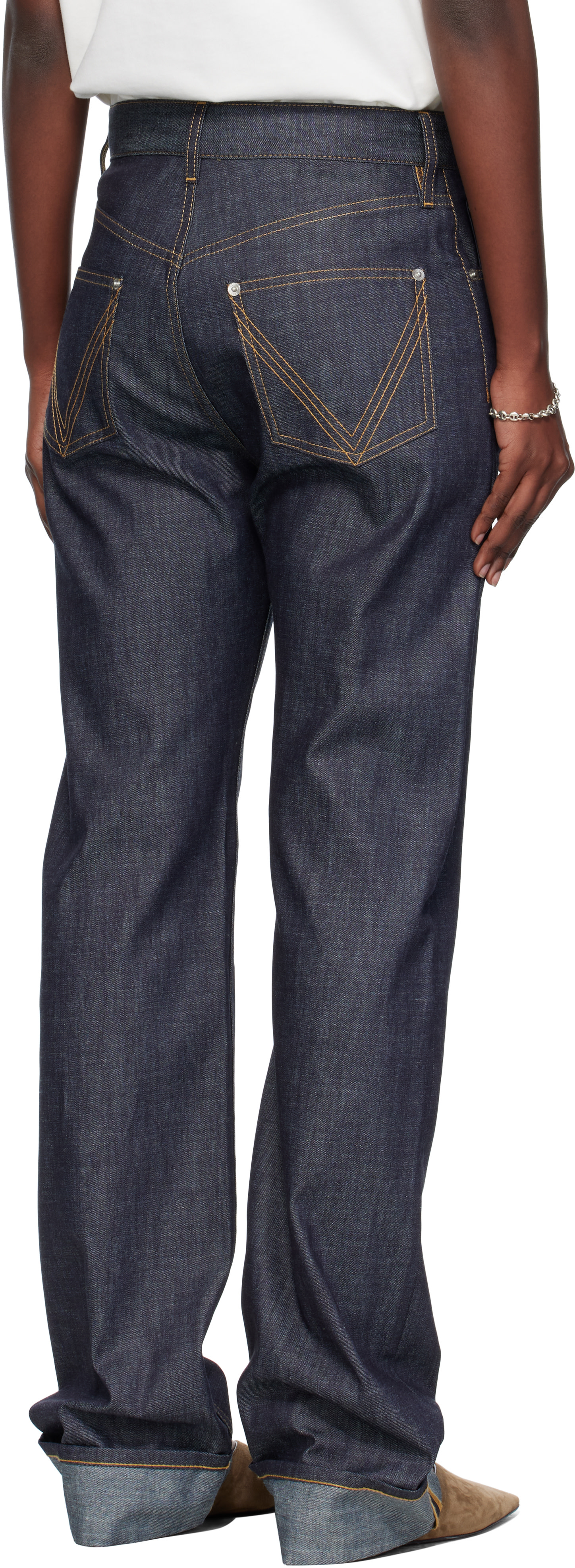 Bottega Veneta: Navy Straight Jeans | SSENSE