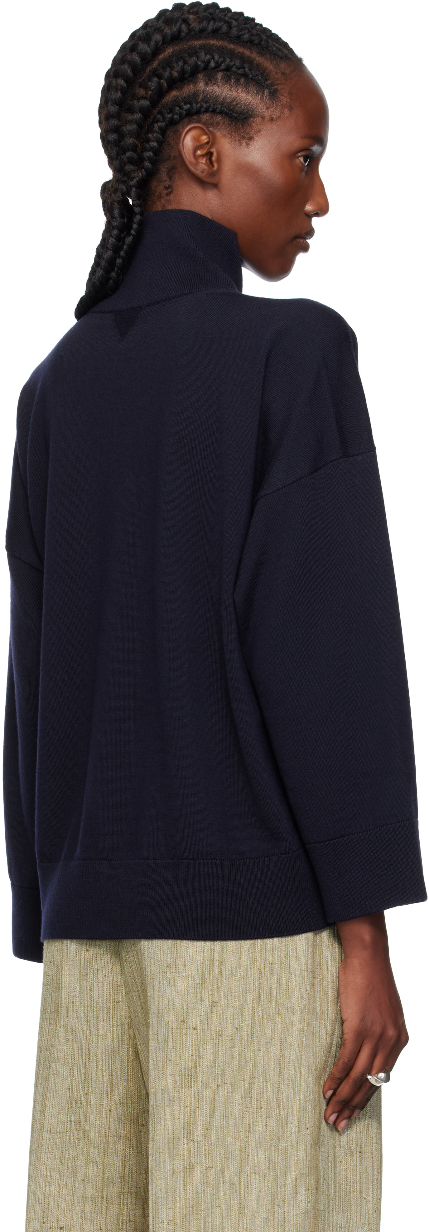 Bottega Veneta: Navy Classic Wool Turtleneck | SSENSE