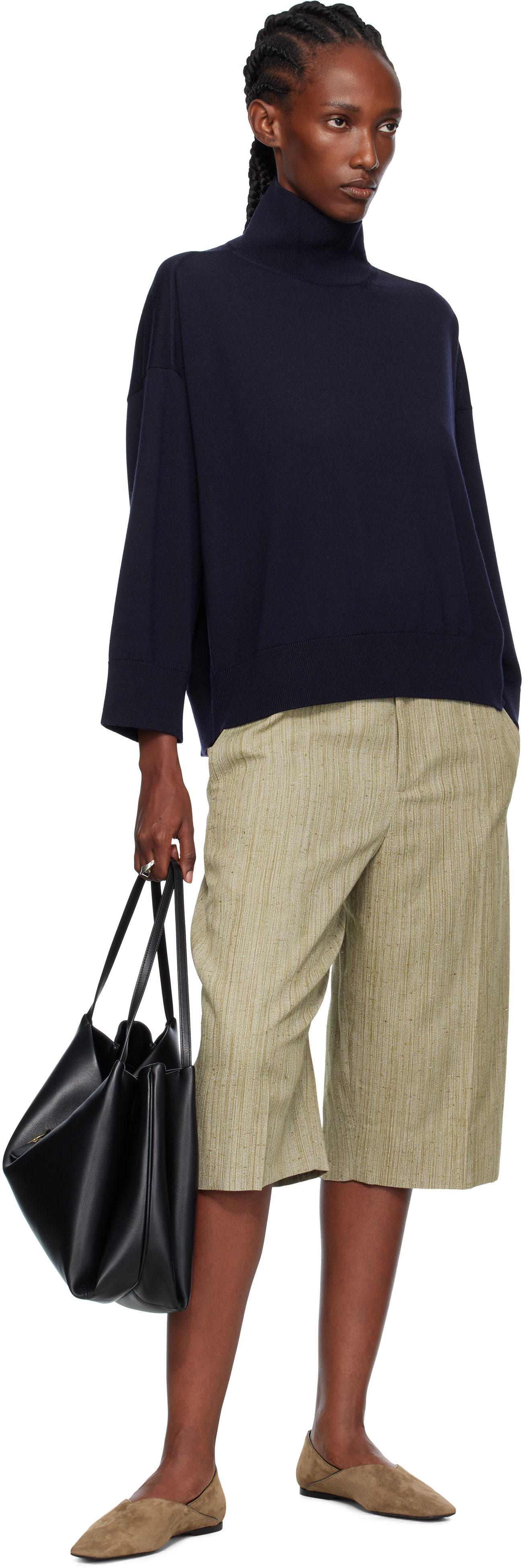Bottega Veneta: Navy Classic Wool Turtleneck | SSENSE