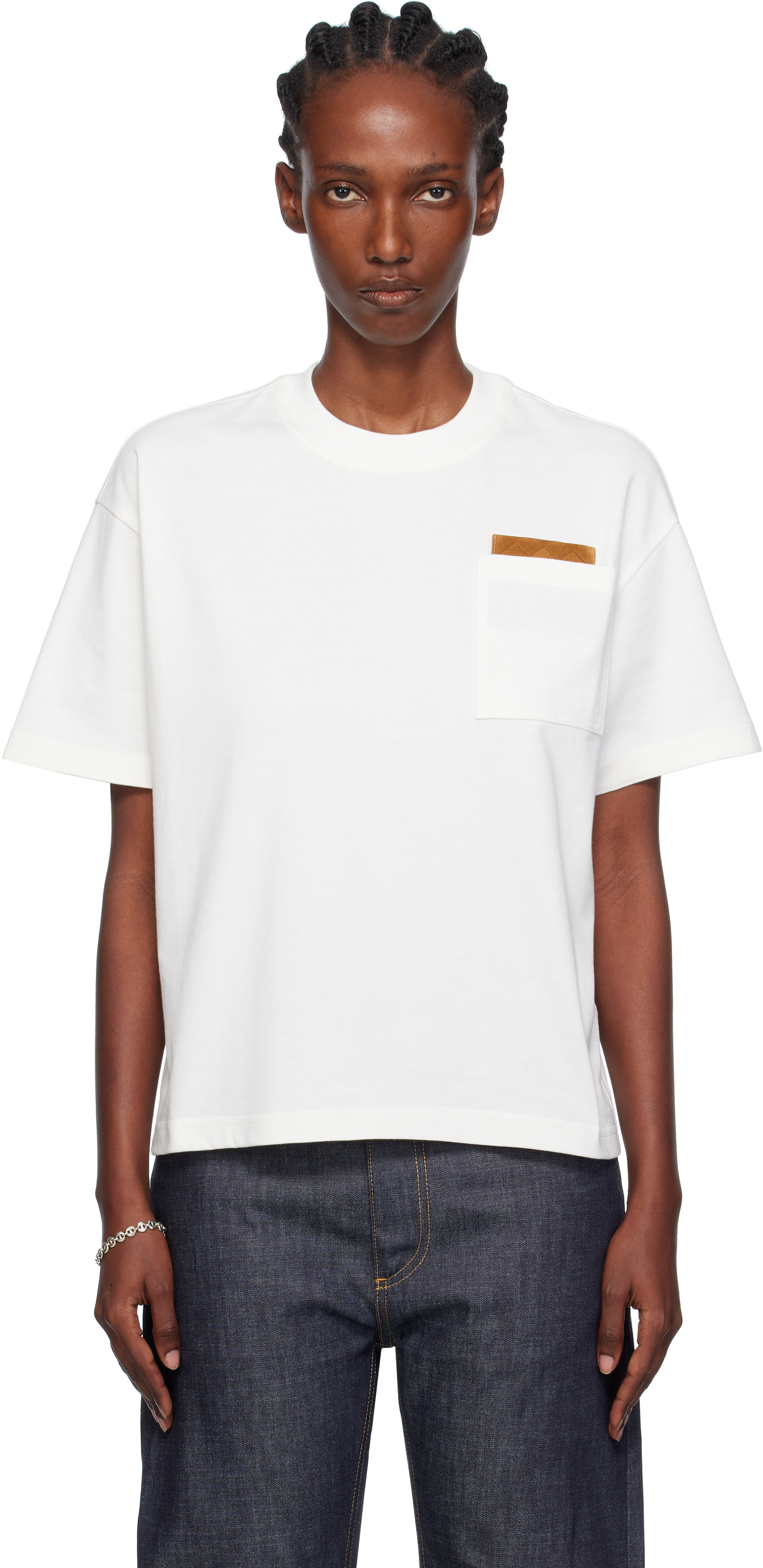 Bottega Veneta: Off-White Cotton Jersey T-shirt | SSENSE