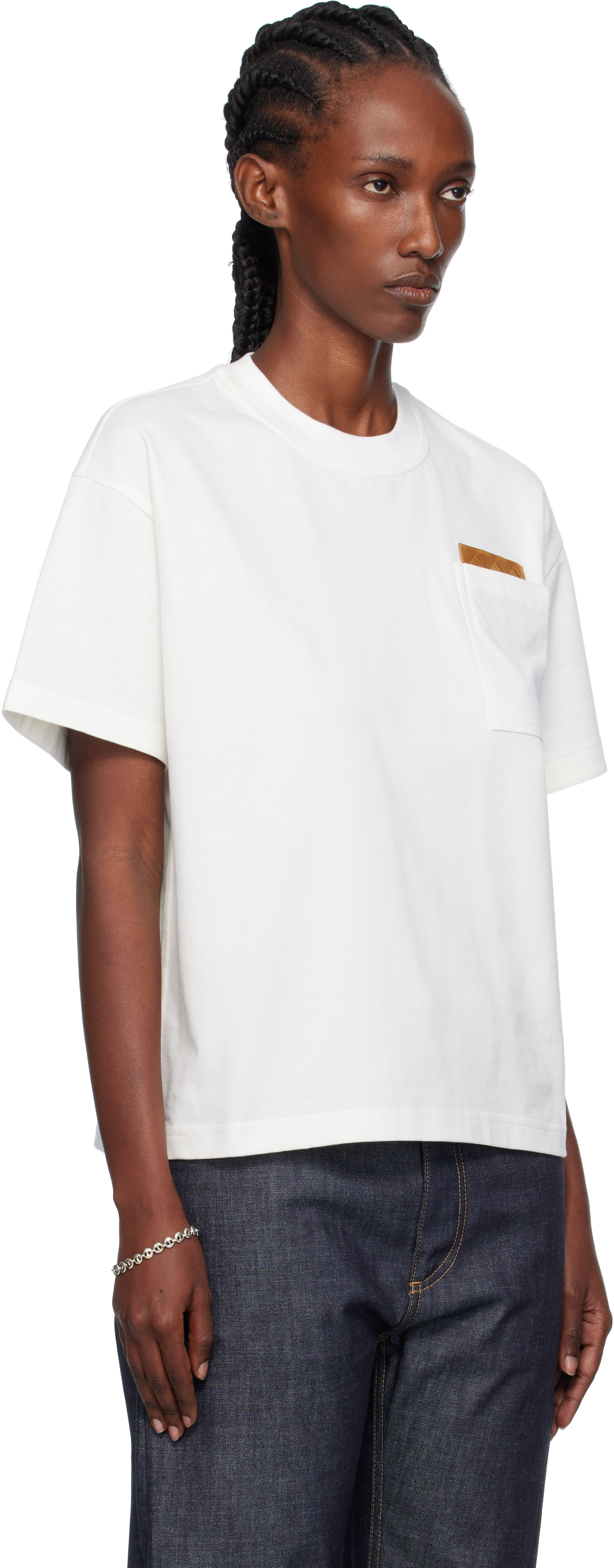 Bottega Veneta: Off-White Cotton Jersey T-shirt | SSENSE