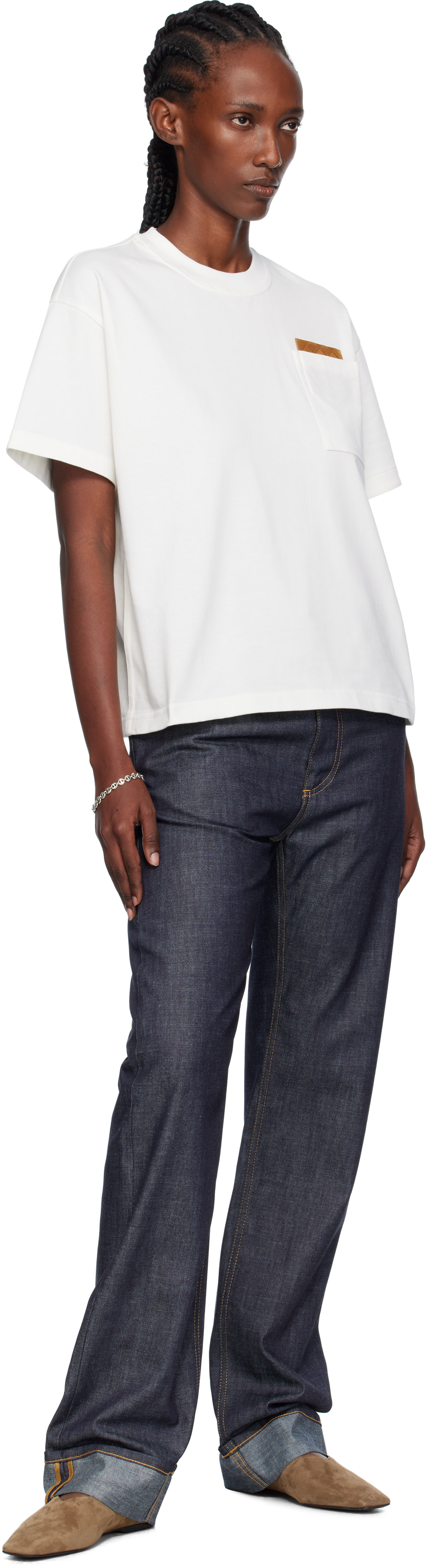 Bottega Veneta: Off-White Cotton Jersey T-shirt | SSENSE