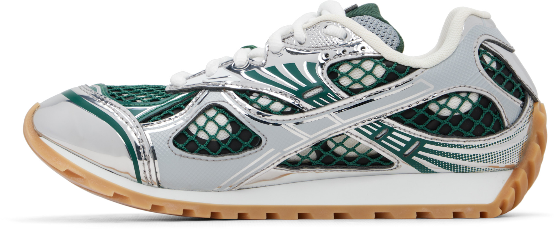 Bottega Veneta - Baskets Orbit vert et argenté
