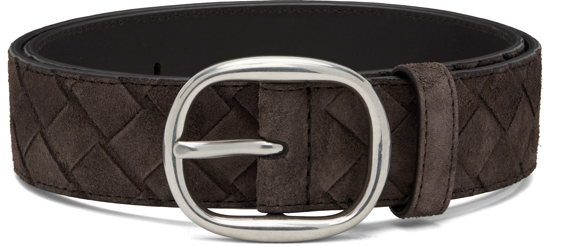 Bottega Veneta: Brown Intrecciato Belt | SSENSE Canada