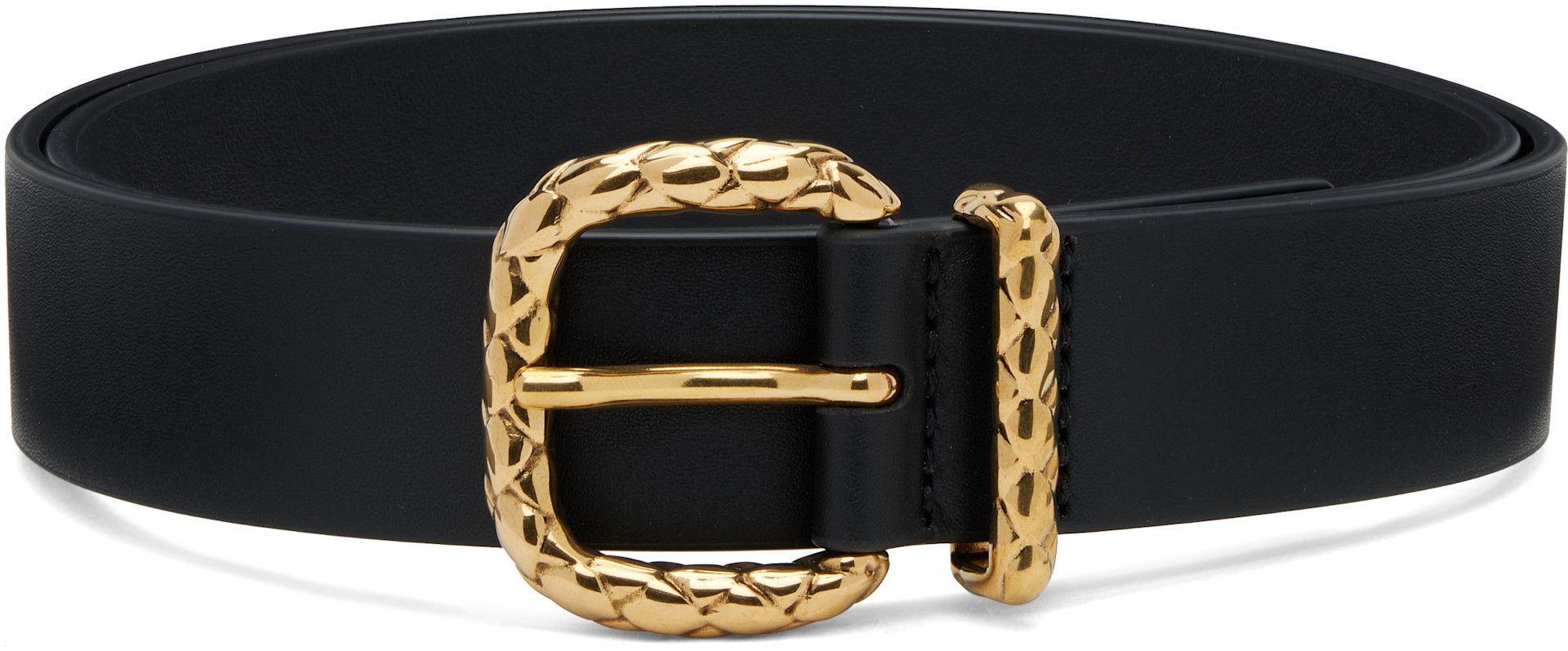 Bottega Veneta: ブラック Coaxial Loop ベルト | SSENSE 日本