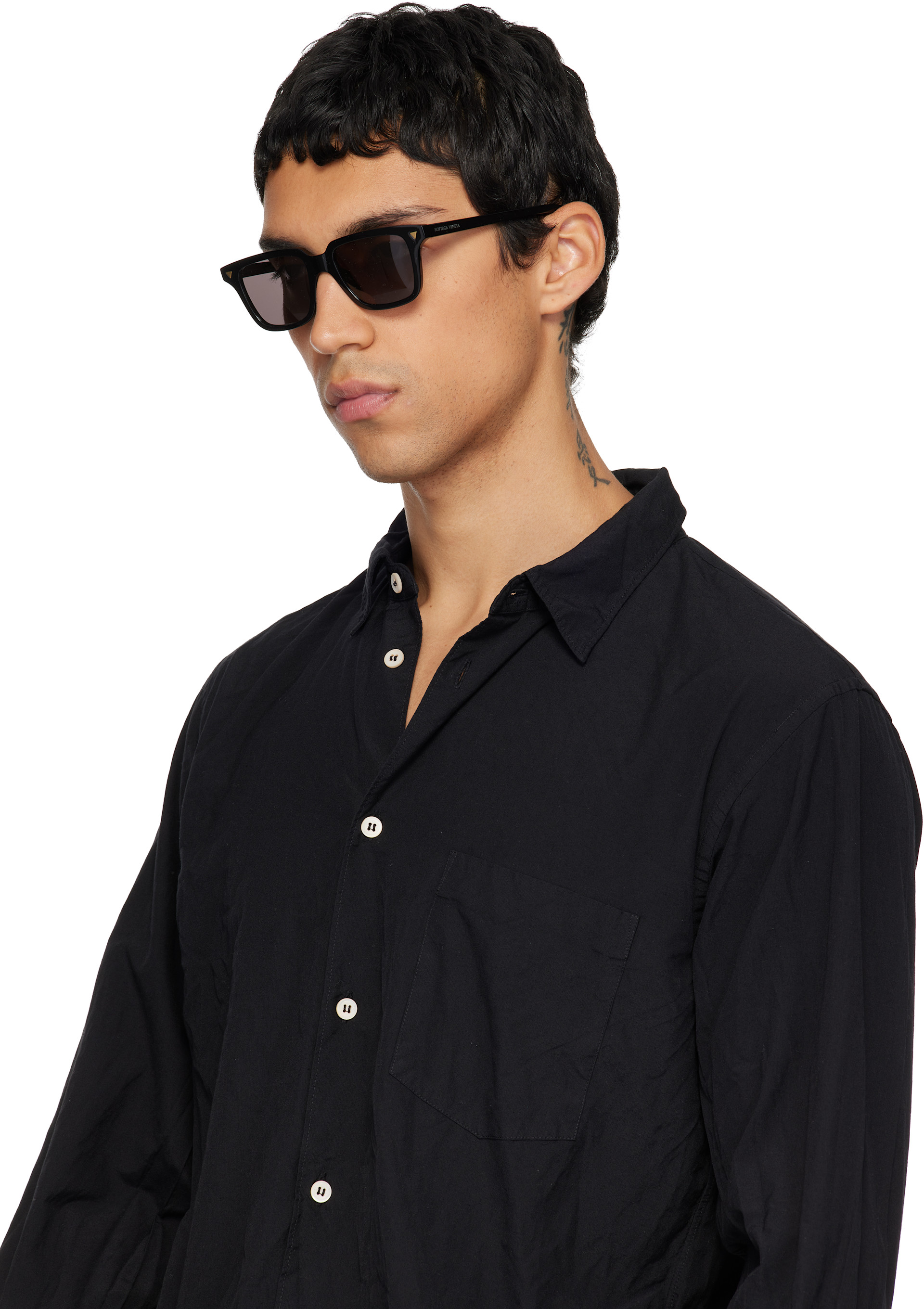 Bottega Veneta: Black BV1363S Sunglasses | SSENSE