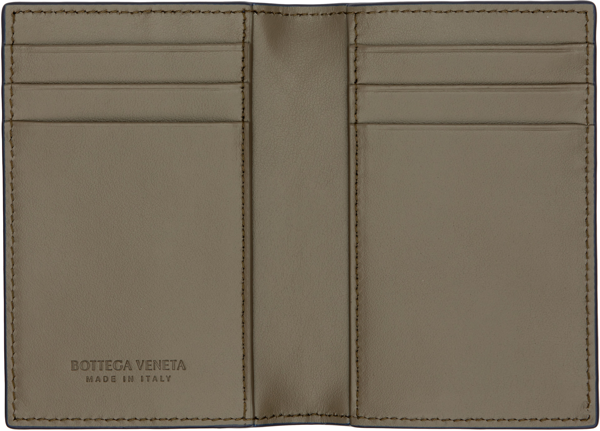 Bottega Veneta: Navy Intrecciato Flap Card Holder | SSENSE