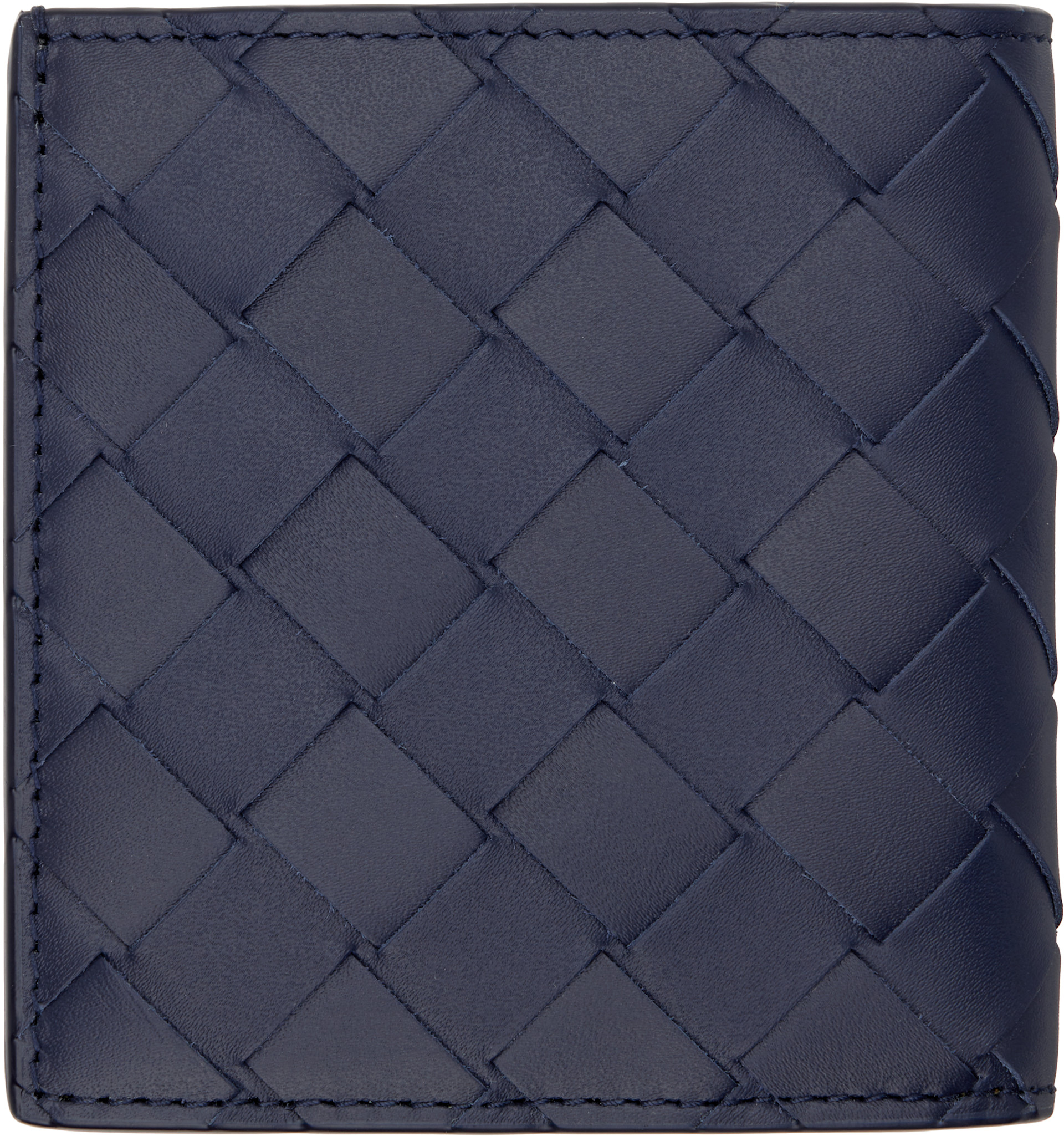 Bottega Veneta: Navy Intrecciato Slim Bi-Fold Wallet | SSENSE