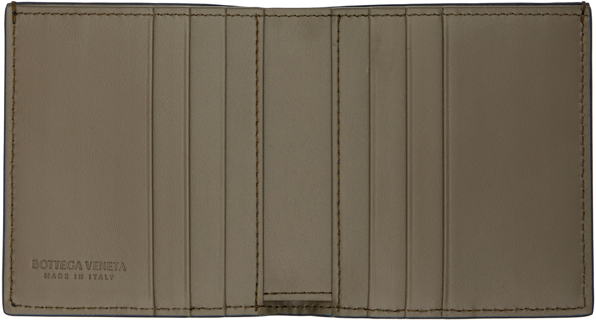Bottega Veneta: Navy Intrecciato Slim Bi-Fold Wallet | SSENSE