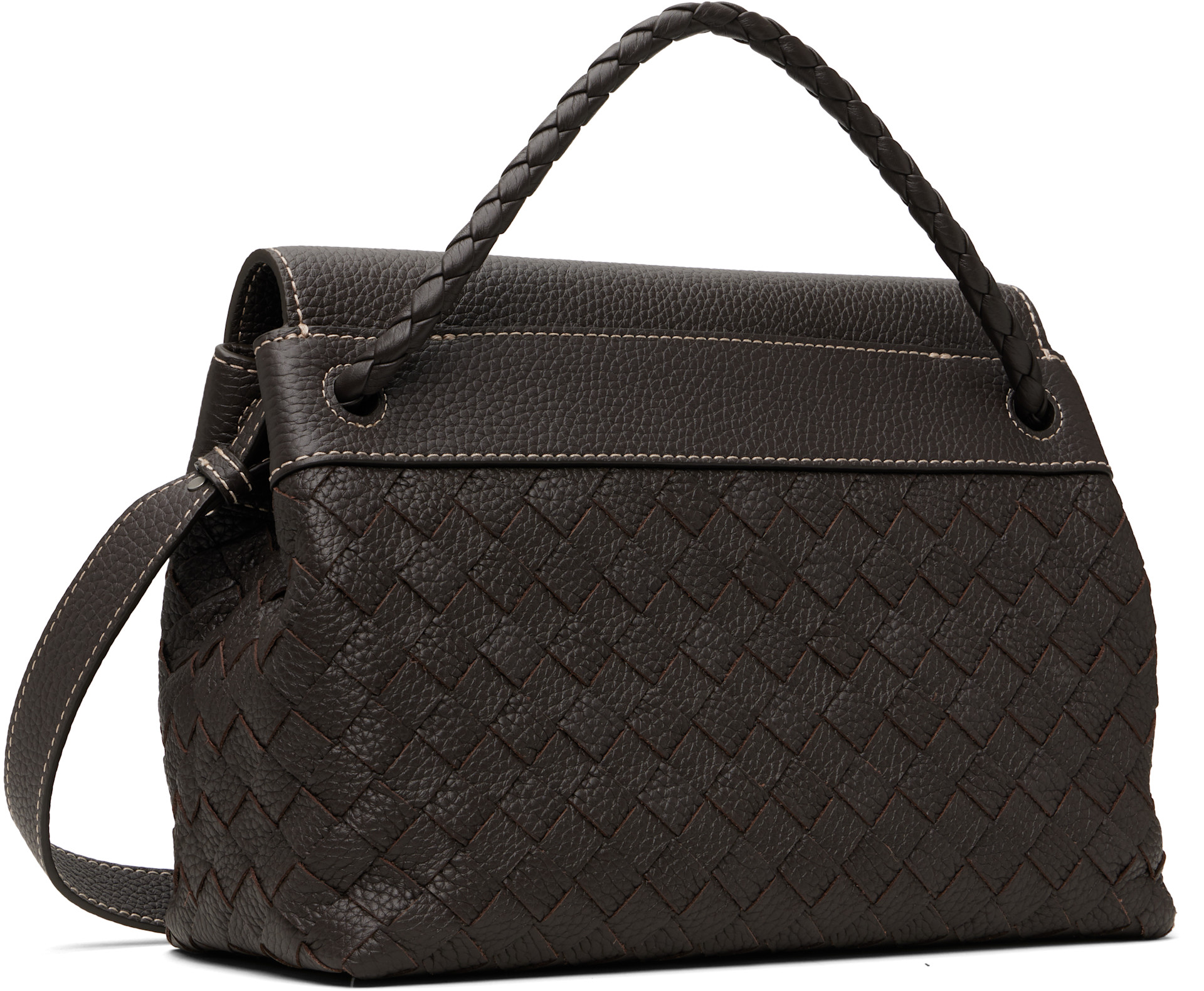 Bottega Veneta: ブラウン スモール Andiamo メッセンジャーバッグ