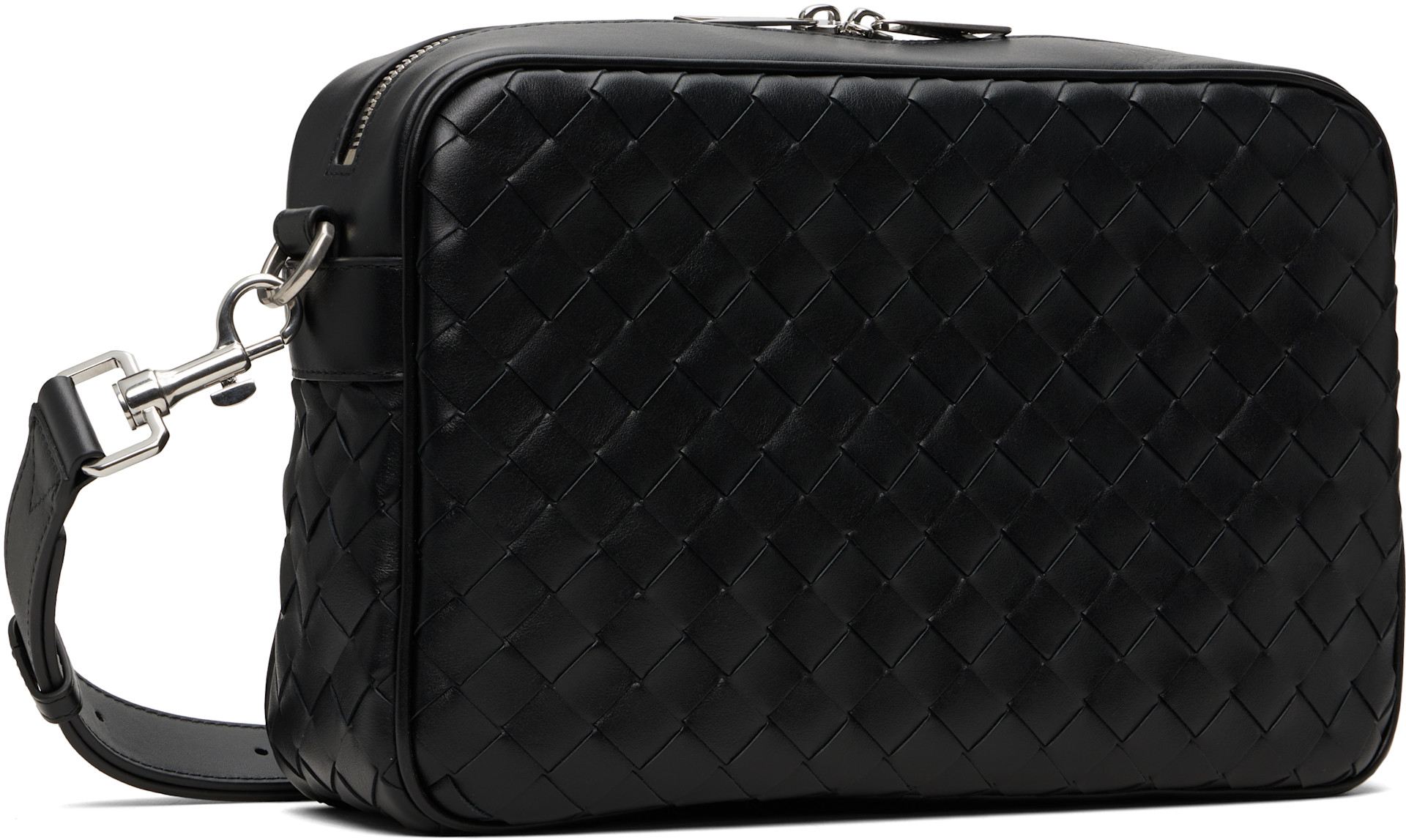 Bottega Veneta: ブラック Intrecciato カメラバッグ | SSENSE 日本