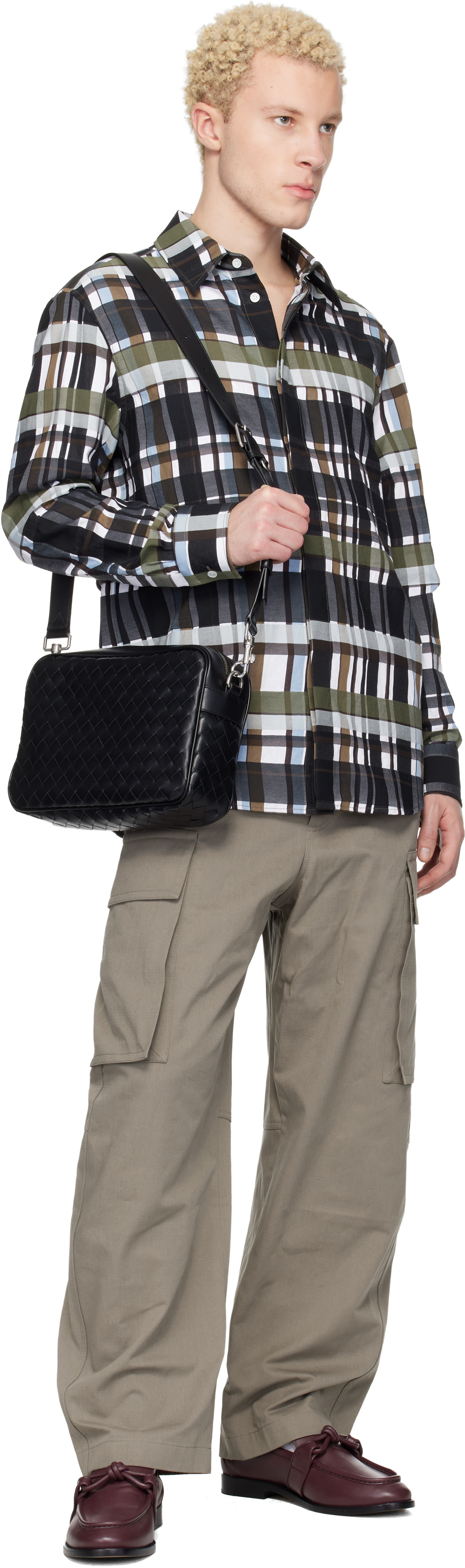 Bottega Veneta: ブラック Intrecciato カメラバッグ | SSENSE 日本