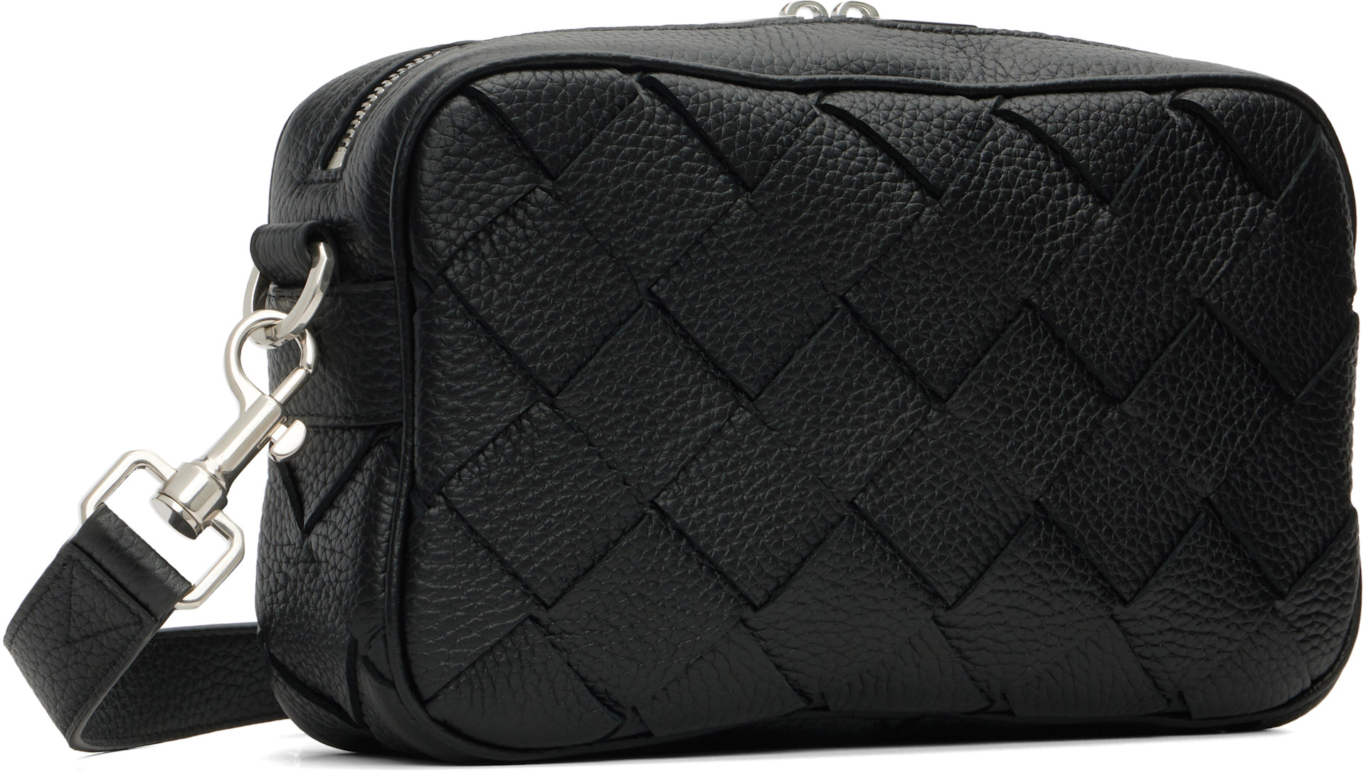 Bottega Veneta: ブラック スモール Intrecciato カメラバッグ
