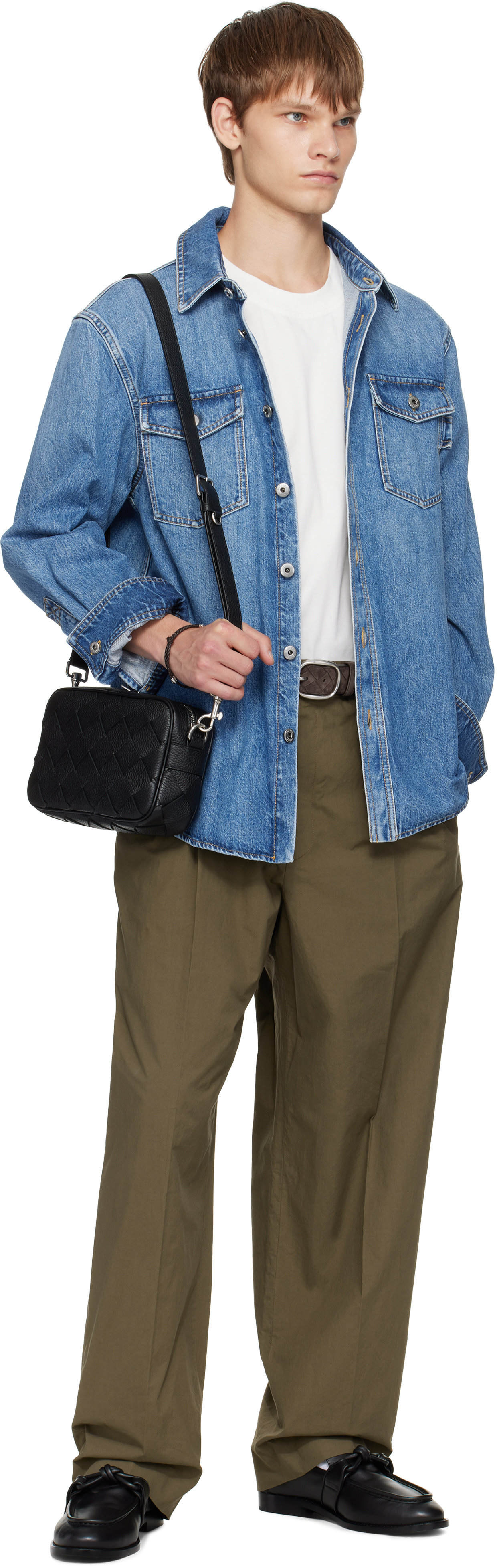 Bottega Veneta: ブラック スモール Intrecciato カメラバッグ