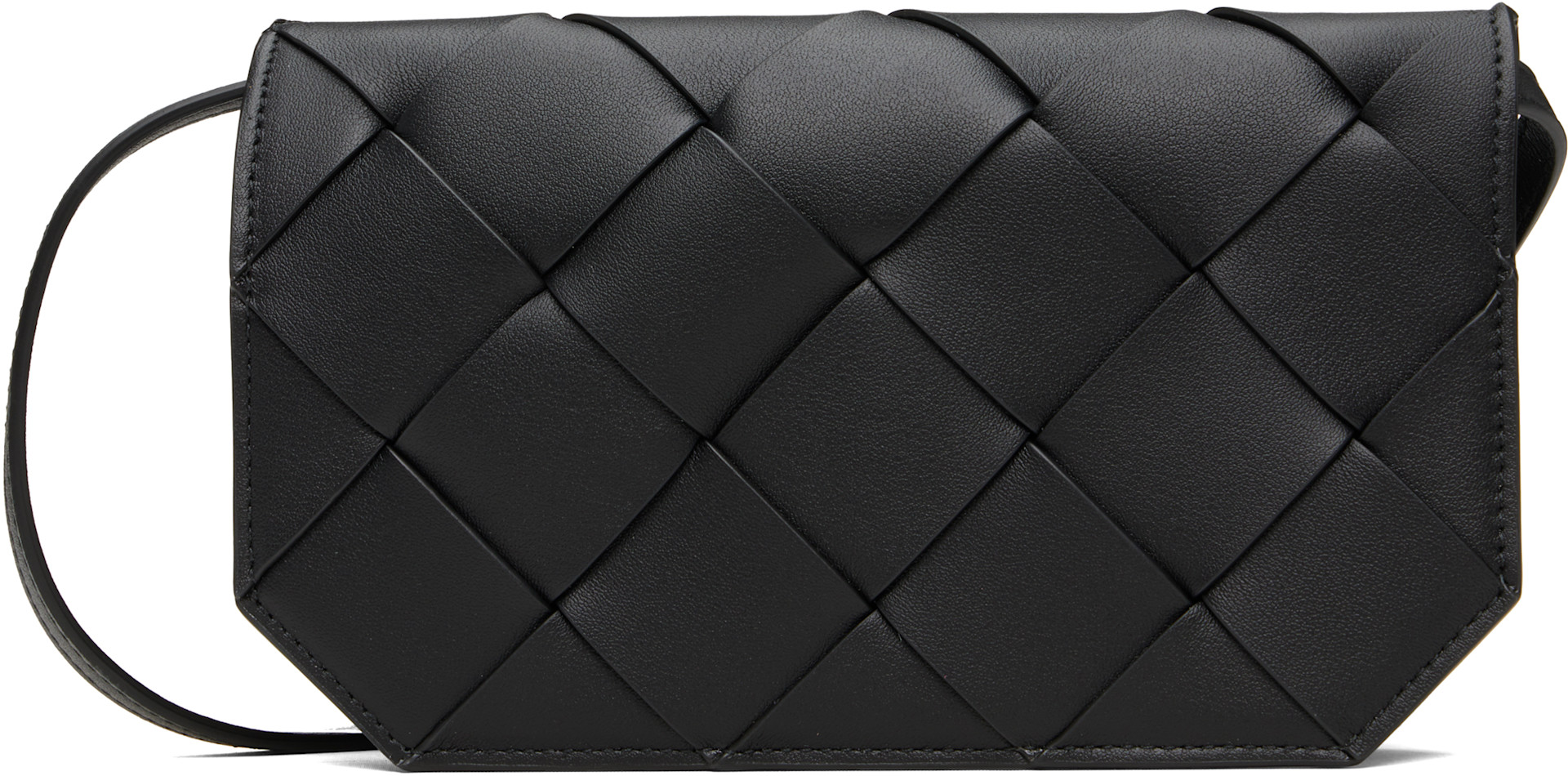 Bottega Veneta: ブラック Diago スマホショルダー | SSENSE 日本