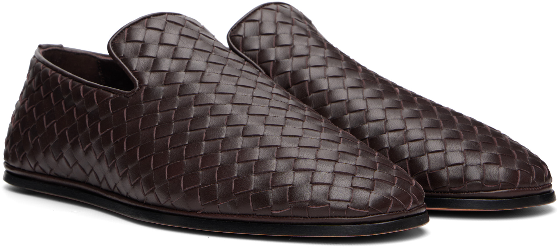 Bottega Veneta: ブラウン Sunday フラットシューズ | SSENSE 日本