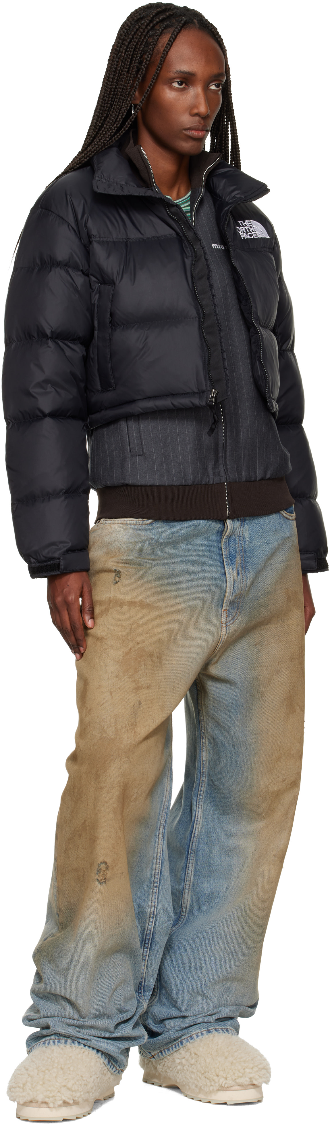 The North Face: Black Nuptse Short Down Jacket | SSENSE Canada