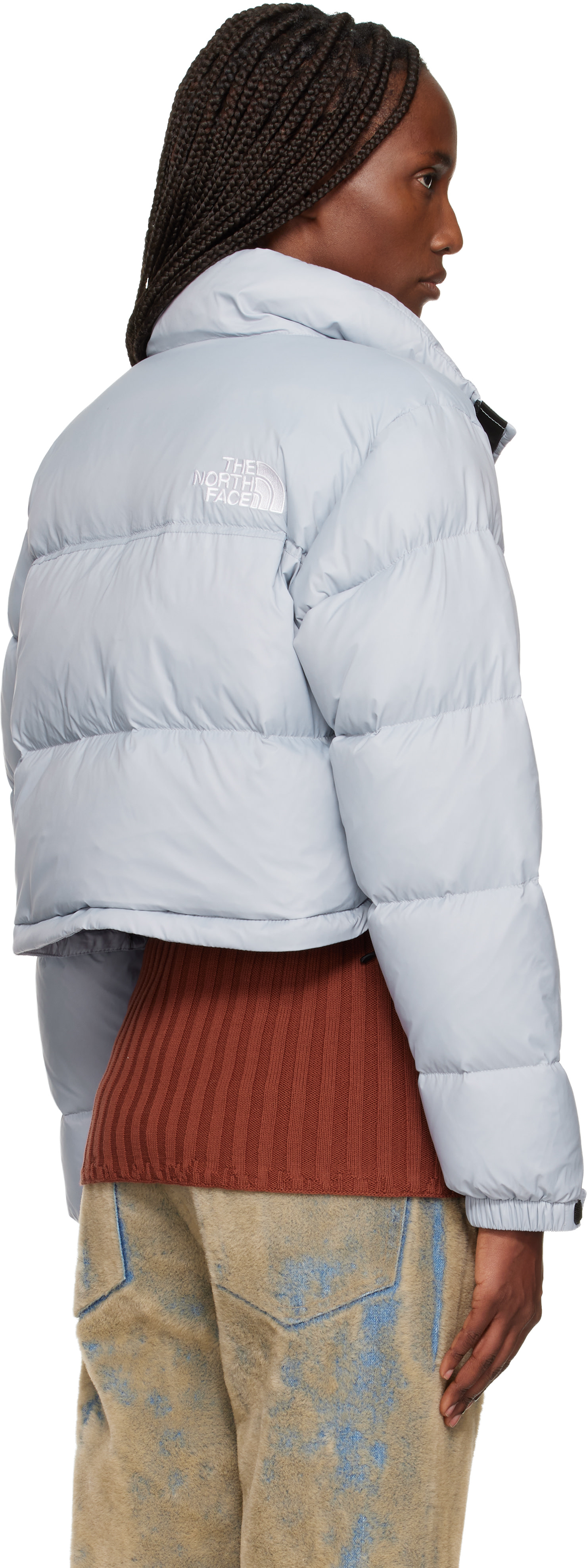 The North Face: ブルー ヌプシ ショート ダウンジャケット | SSENSE 日本