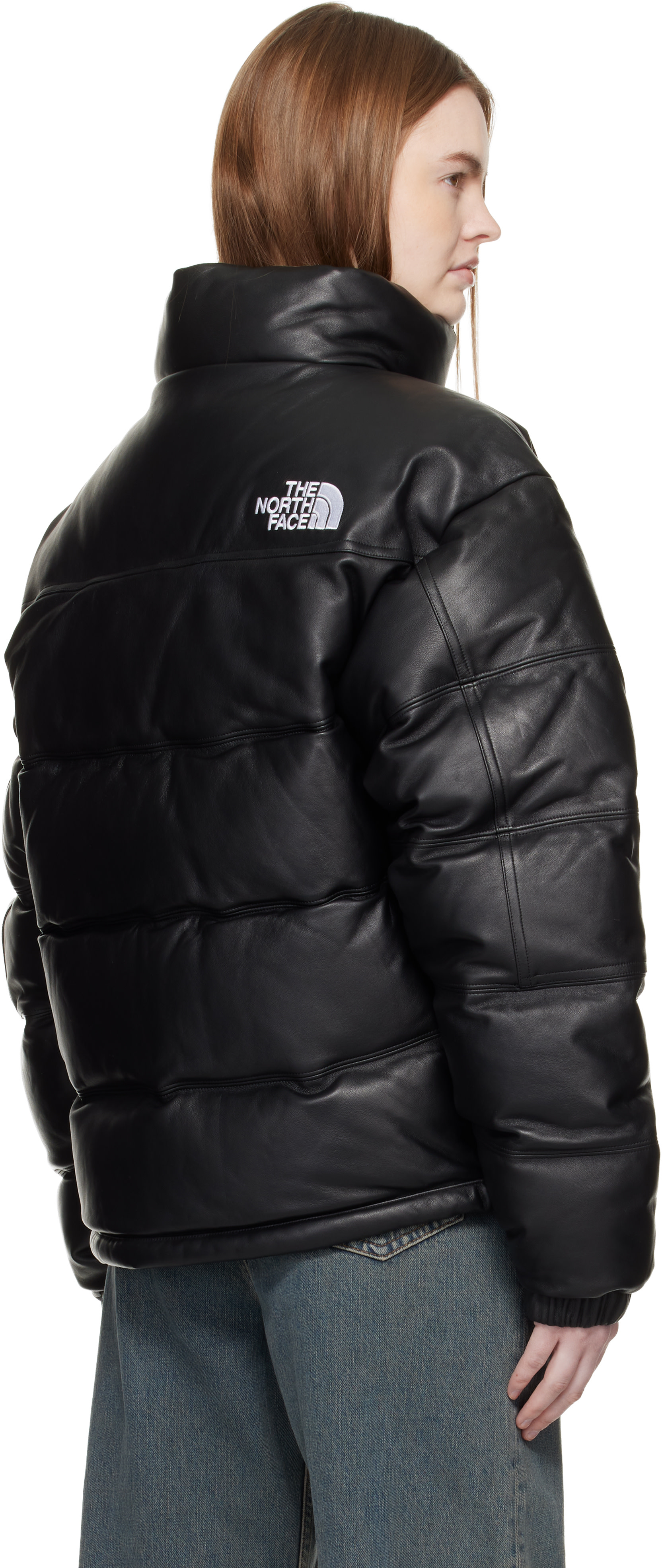 The North Face: Black 'Leather Pack' Summit Series Down Jacket