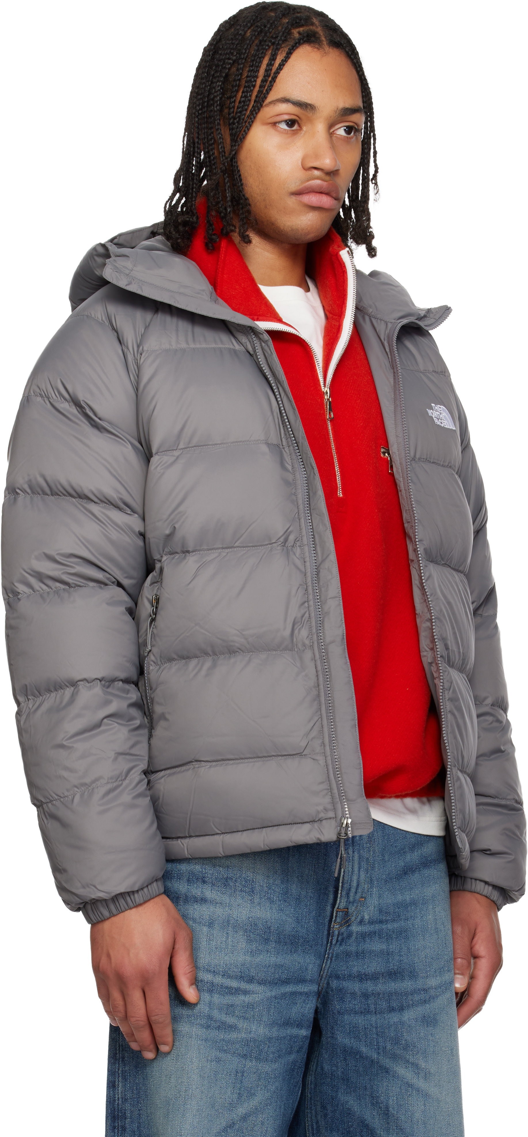 HYOD グレー/赤 ダウンジャケット LLサイズ The North Face: グレー Hydrenalite フード ダウンジャケット