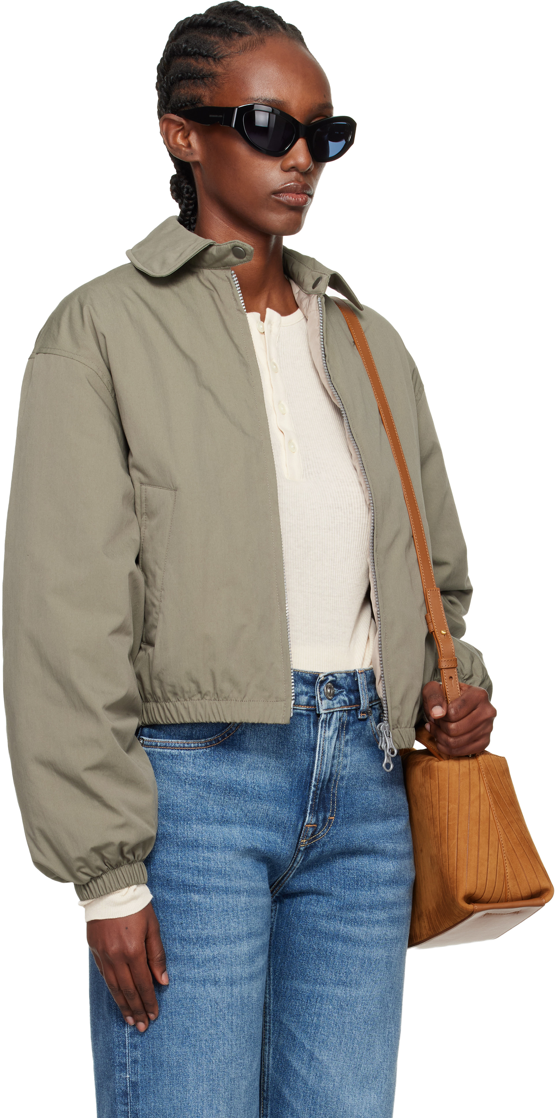 OUR LEGACY: Khaki Cropped Avenue Puffa Jacket | SSENSE Canada