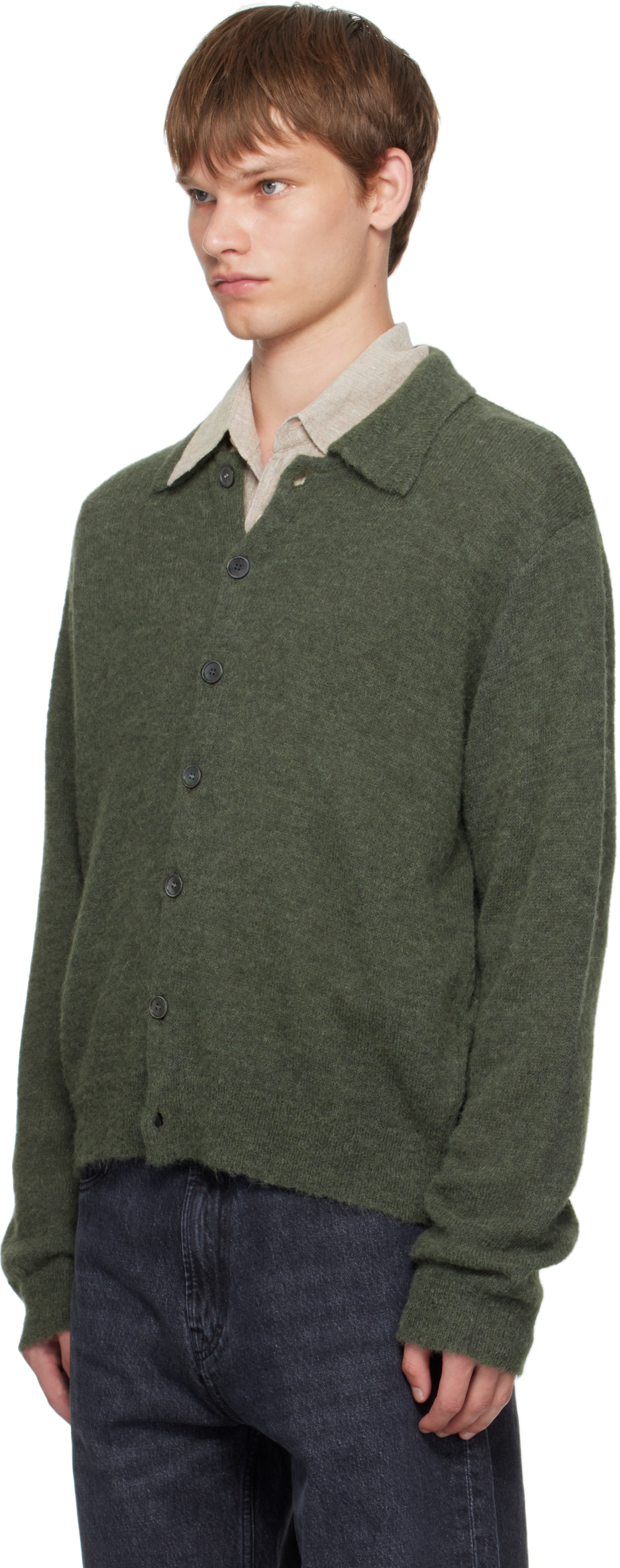 OUR LEGACY: Green Evening Polo Cardigan | SSENSE