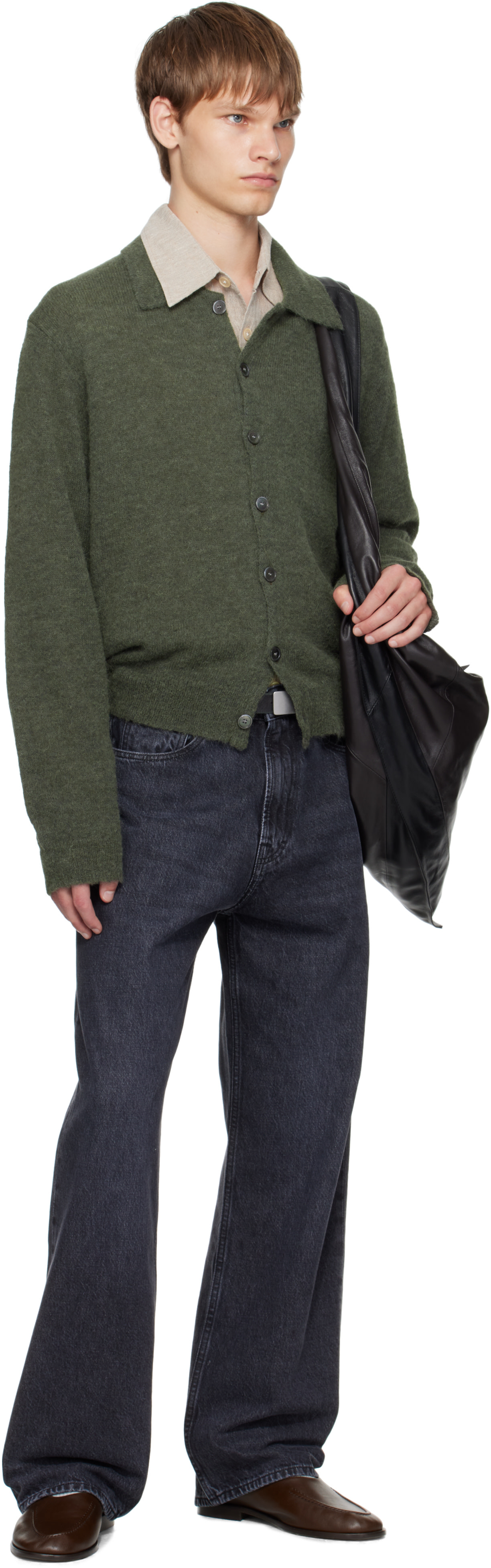 OUR LEGACY: Green Evening Polo Cardigan | SSENSE Canada