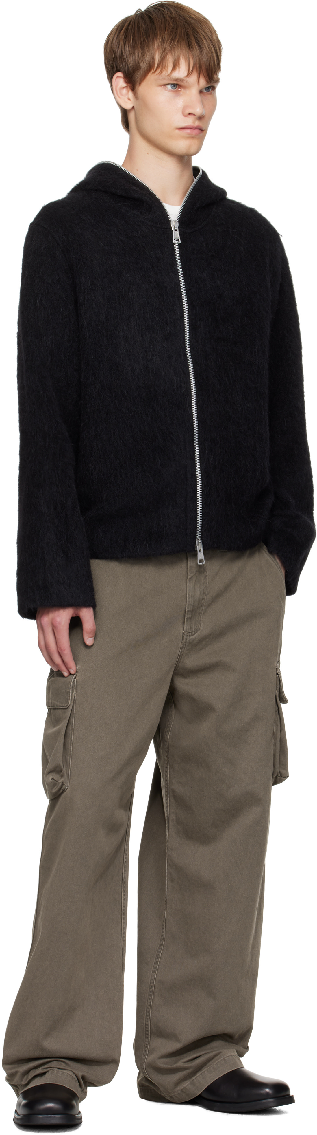 トップス OUR LEGACY FULL ZIP PAKER Our Legacy - Full Zip Hood Black Hairy Wool
