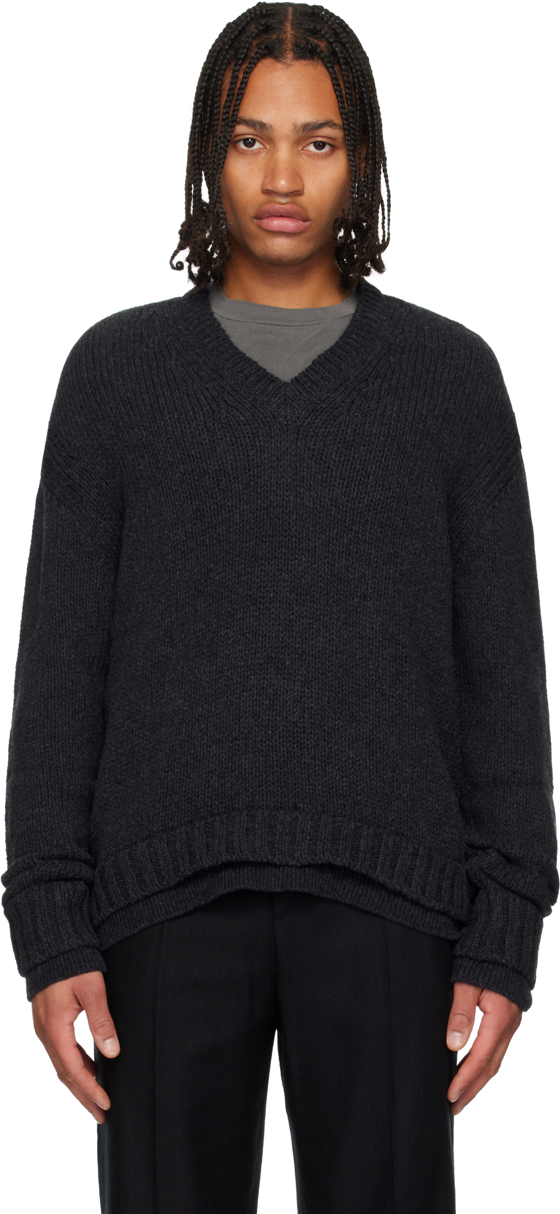 Our legacy ニット OUR LEGACY: Gray False V-Neck Sweater | SSENSE Canada