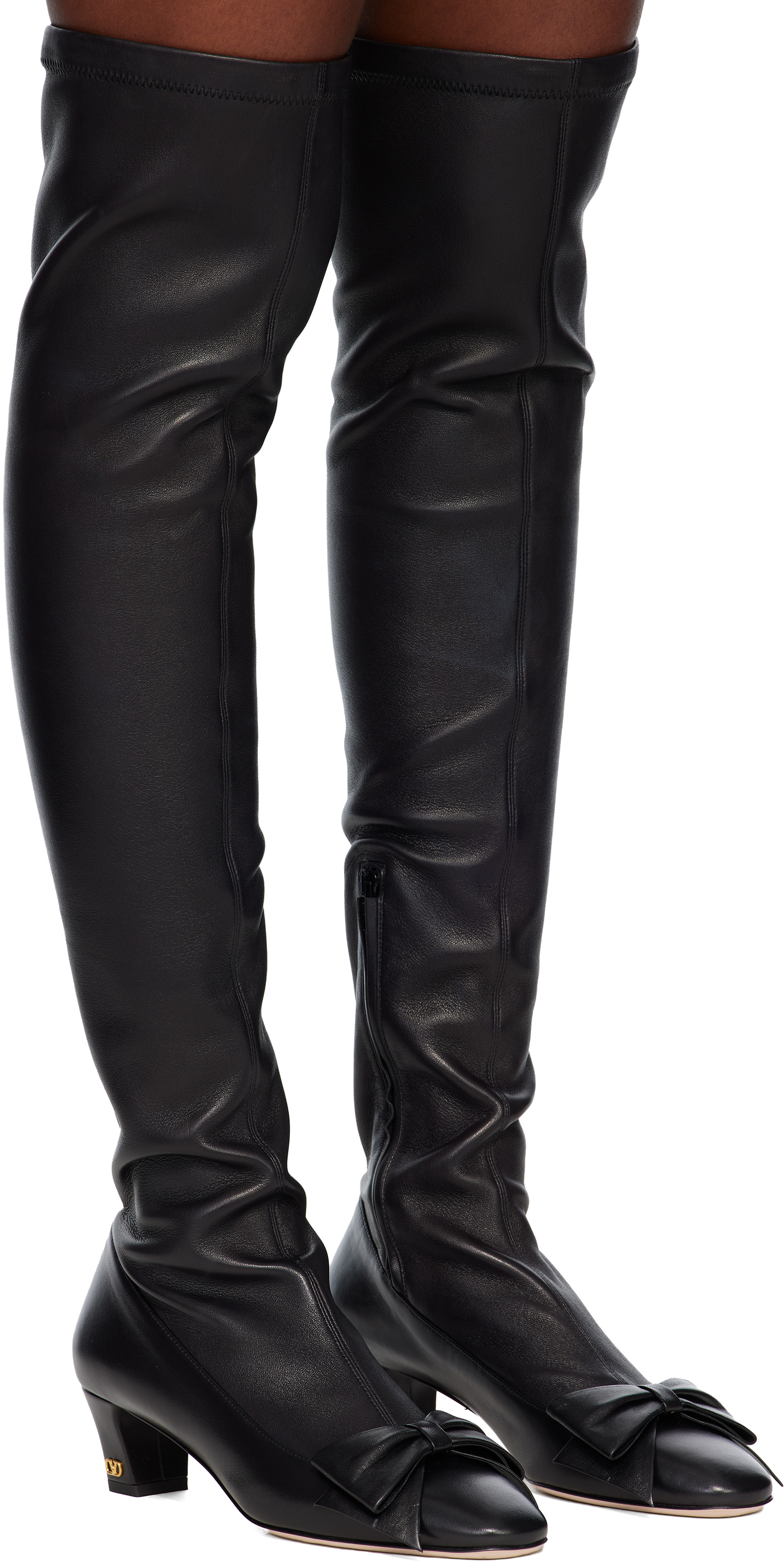 Valentino Garavani: Black Over-The-Knee Tall Boots | SSENSE
