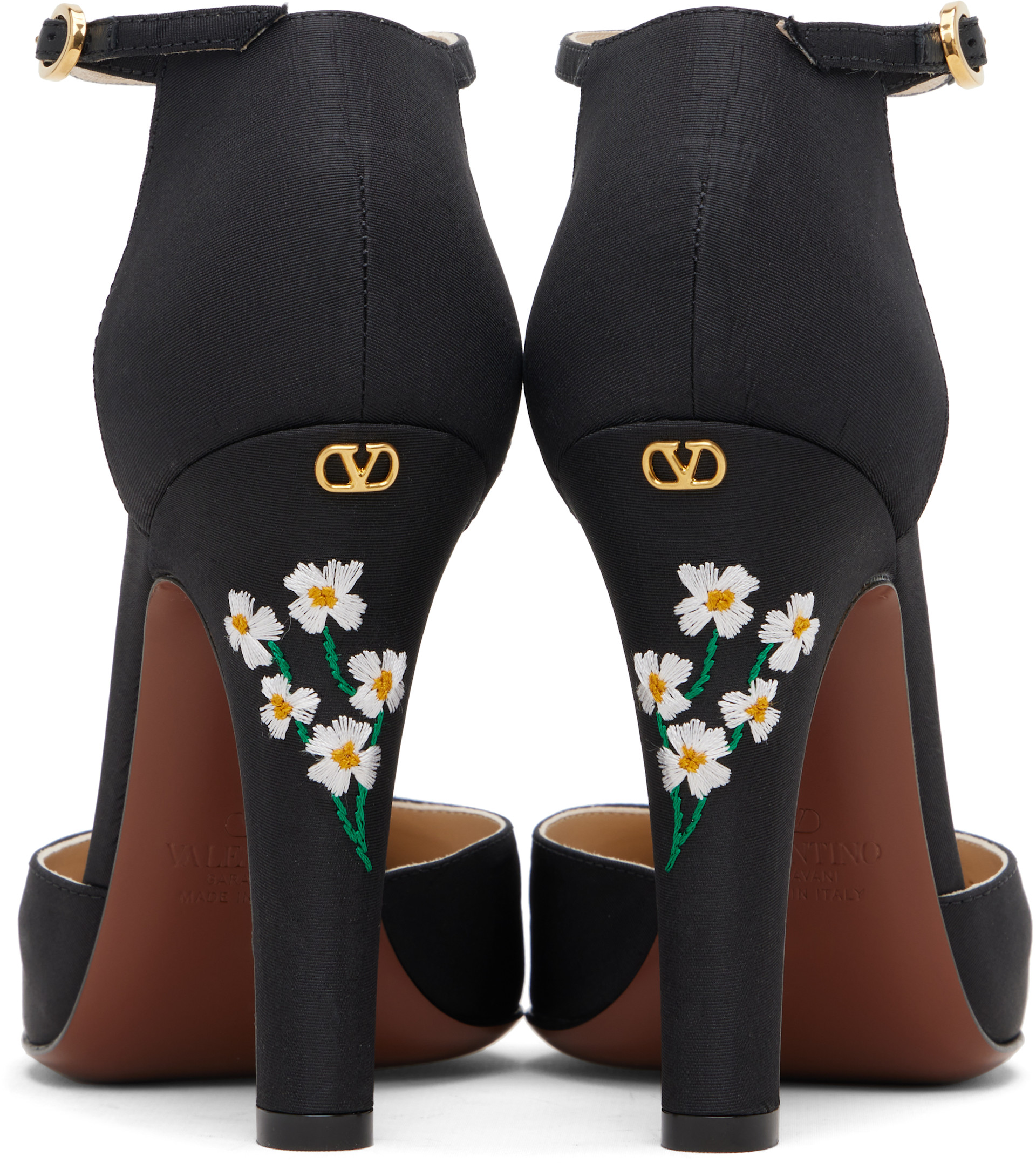 Valentino Garavani: Black Hi Dolly Fabric Heels | SSENSE
