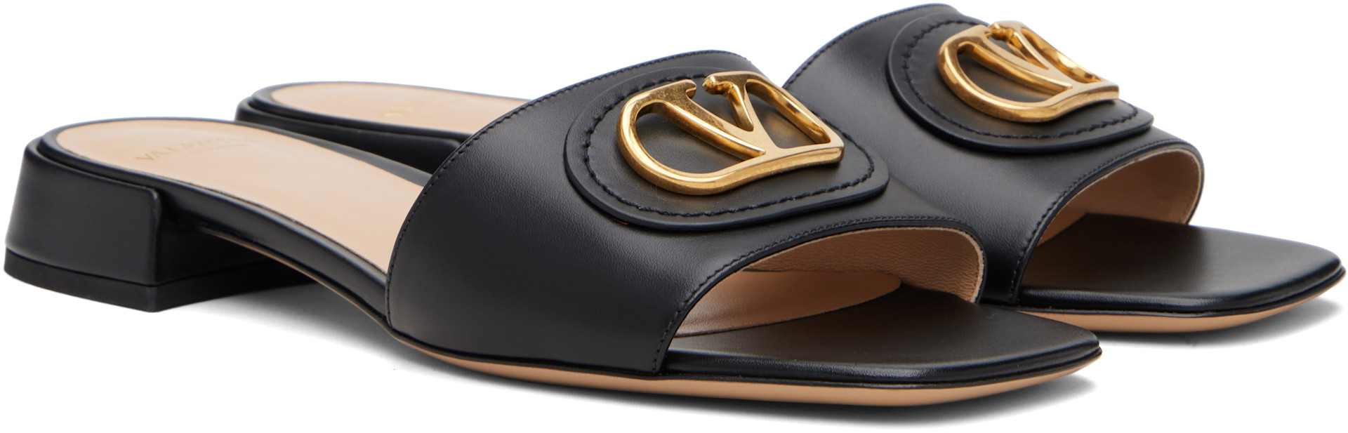 Valentino Garavani: ブラック VLogo Signature スライドサンダル