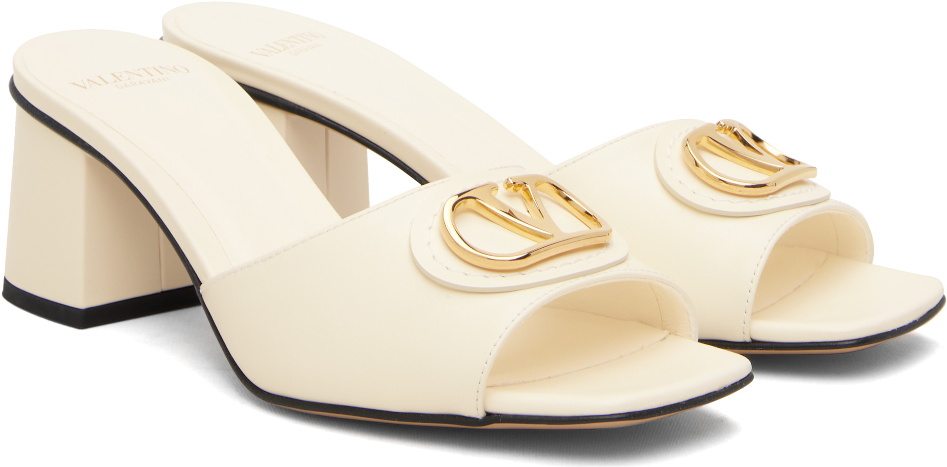 Valentino Garavani: ホワイト VLogo Signature スライド ヒール