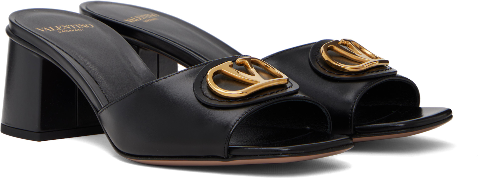 Valentino Garavani: Black VLogo Signature Slide Heeled 