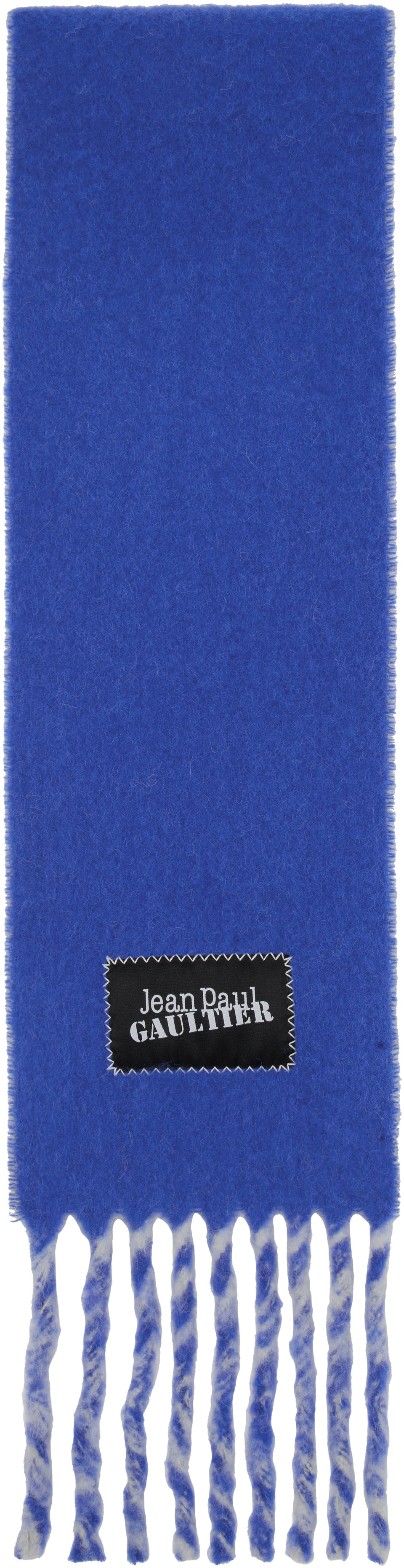 Jean Paul Gaultier: Blue & Gray Logo Patch Scarf | SSENSE